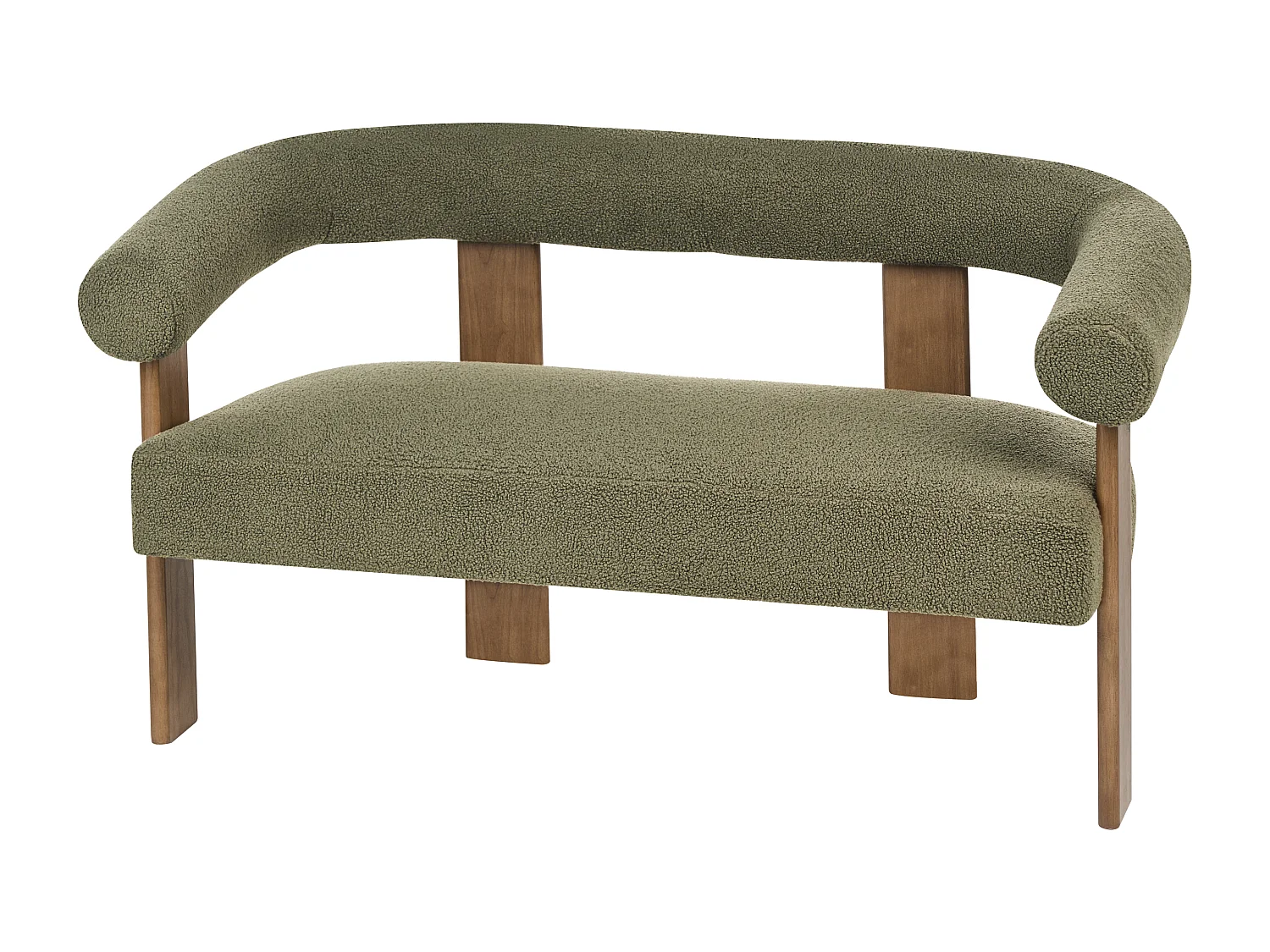 Canapé 2 places ILBRO Bouclé Vert/ Marron foncé