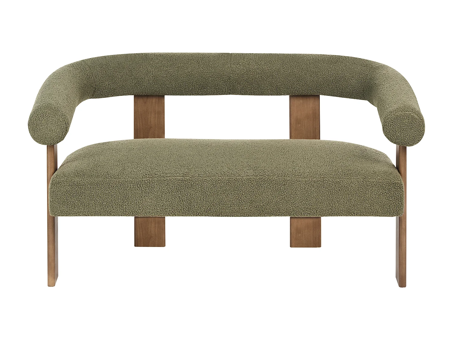 Canapé 2 places ILBRO Bouclé Vert/ Marron foncé