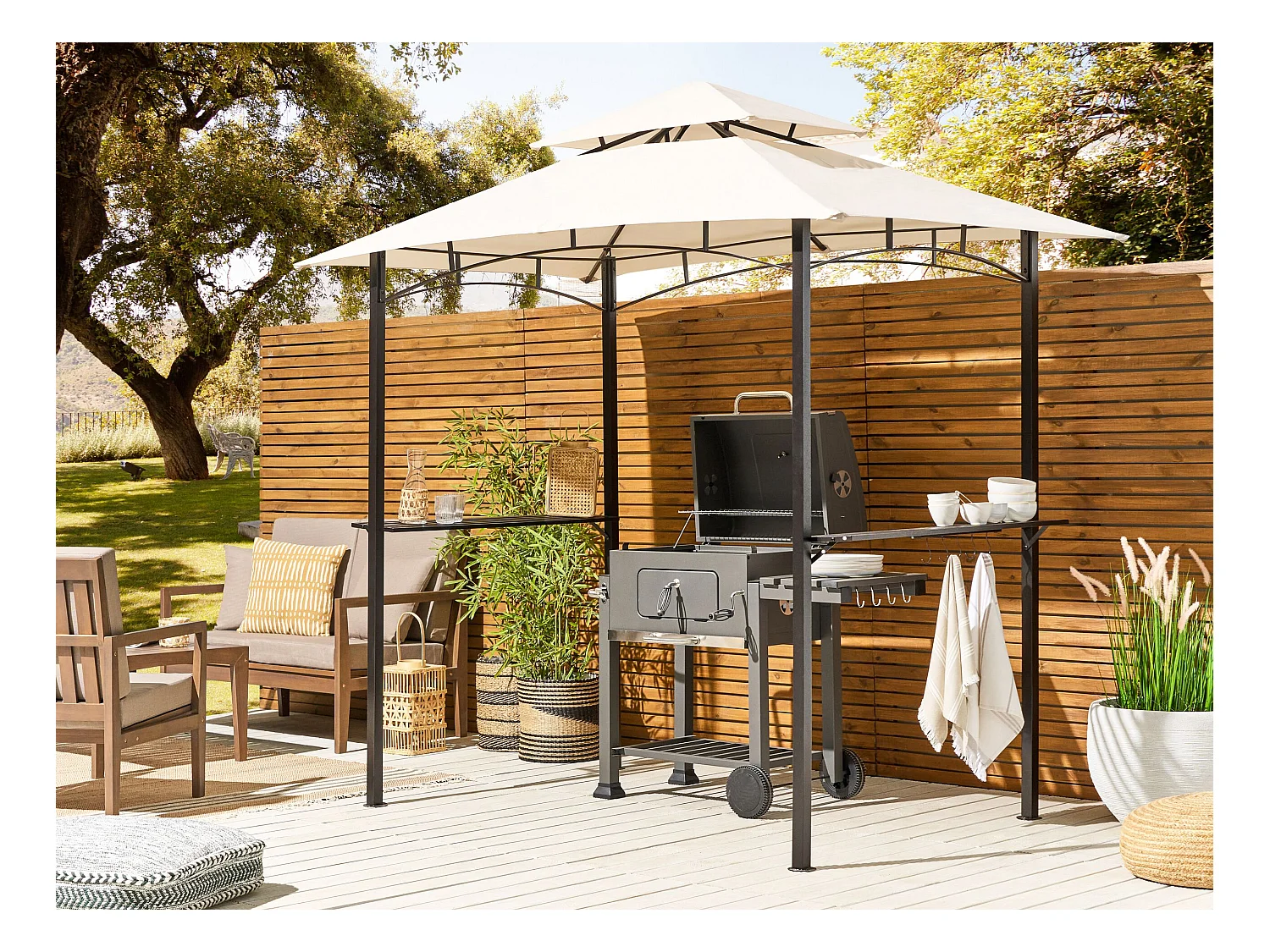 Gazebo NARO Metallo 240 cm 148 cm Beige