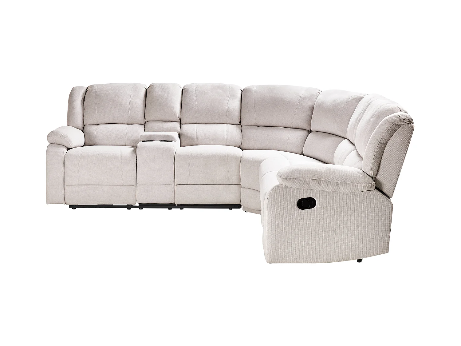 Canapé d'Angle Inclinable Manuellement en Tissu 5 Places avec Rangement Porte-Gobelets Accoudoir Beige Clair Rokke