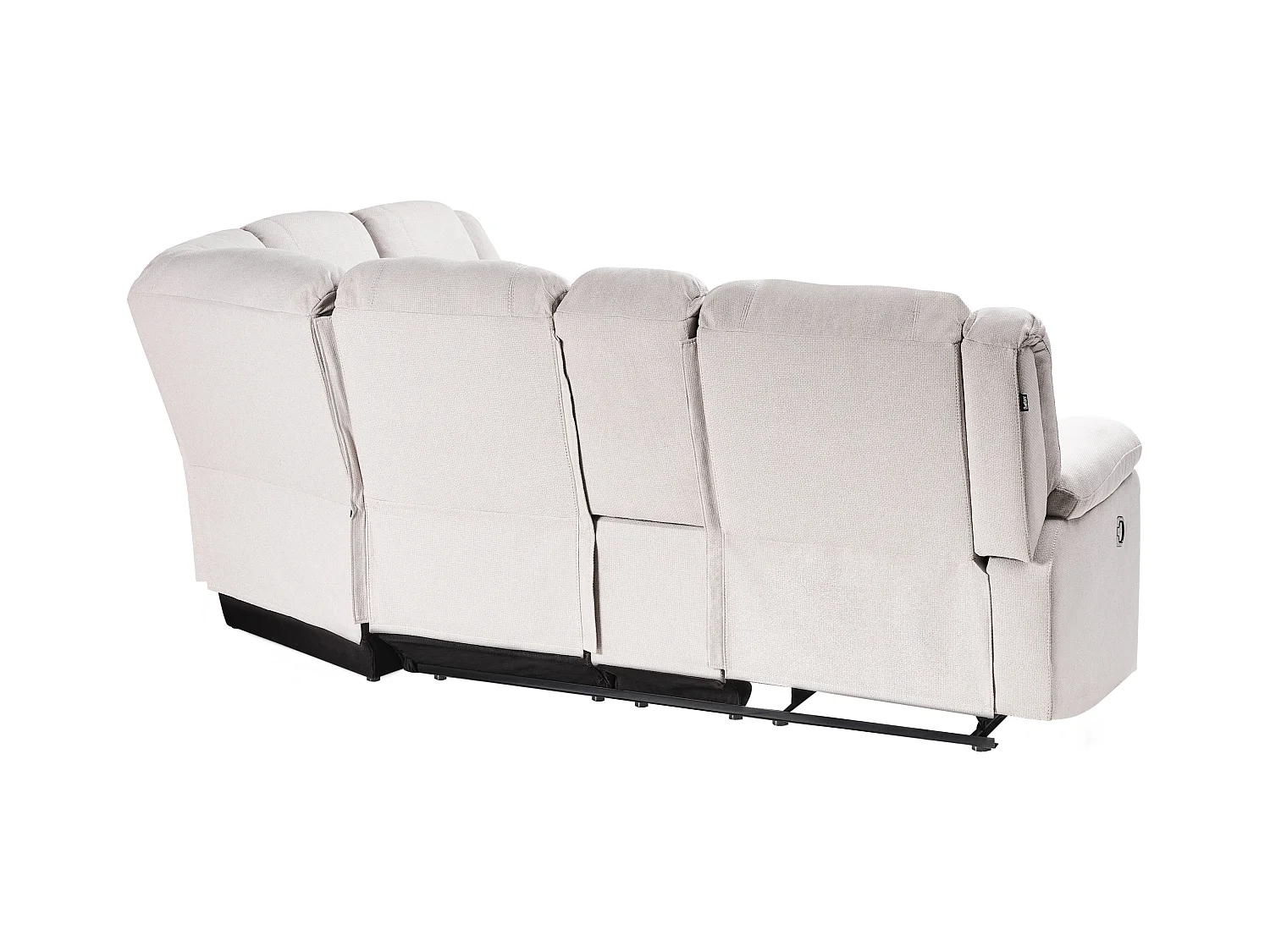 Canapé d'Angle Inclinable Manuellement en Tissu 5 Places avec Rangement Porte-Gobelets Accoudoir Beige Clair Rokke