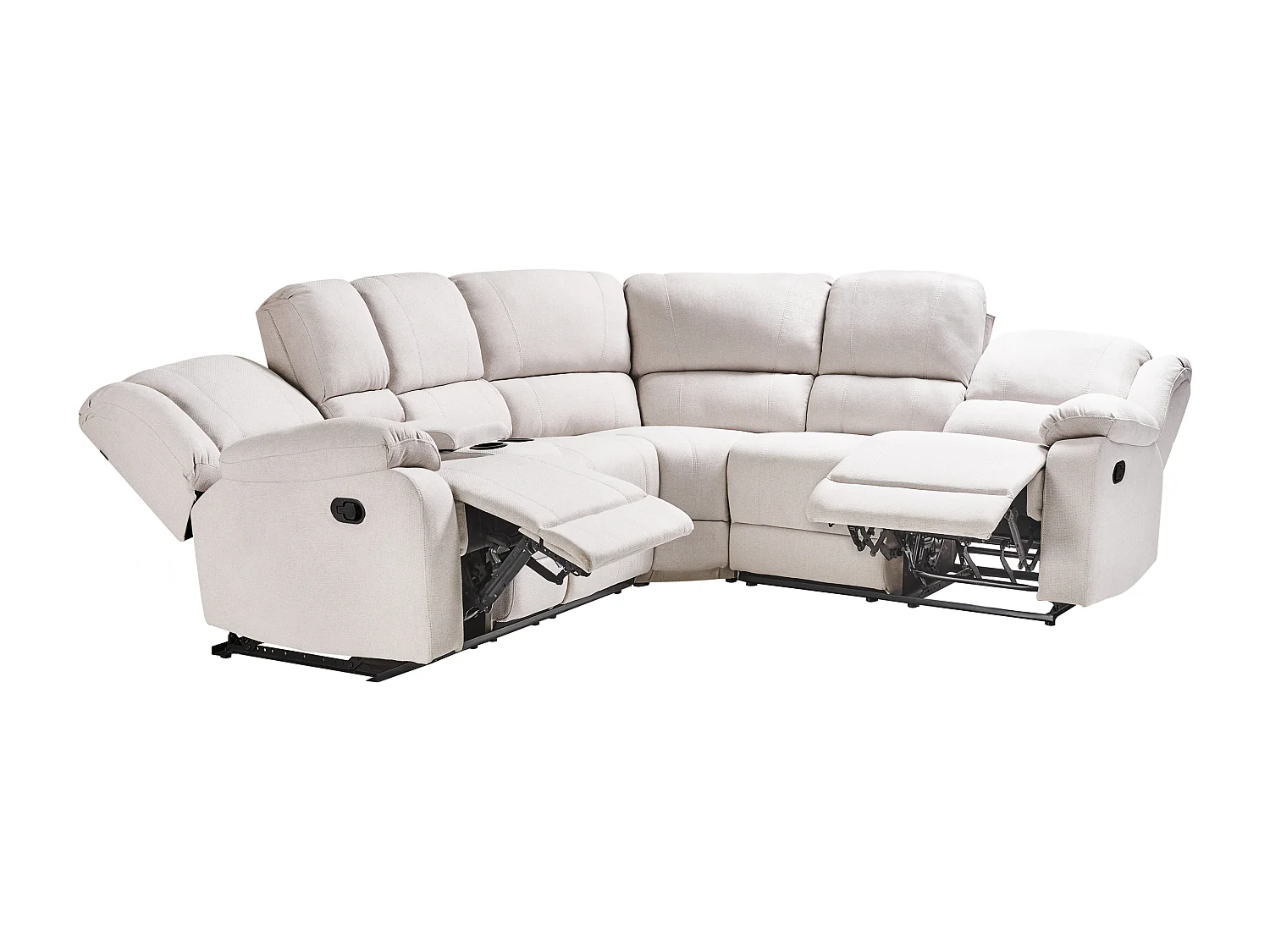Ecksofa manuell verstellbar ROKKE Stoff Hellbeige 5-Sitzer linksseitig