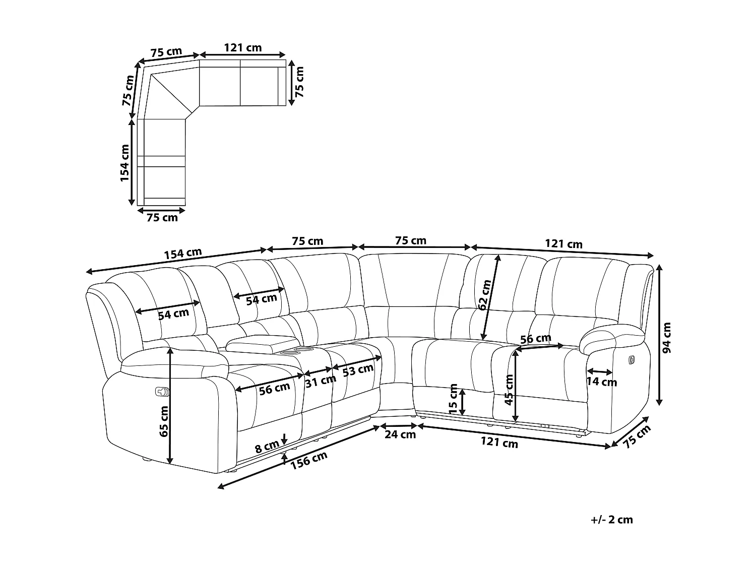 Ecksofa manuell verstellbar ROKKE Stoff Hellbeige 5-Sitzer linksseitig