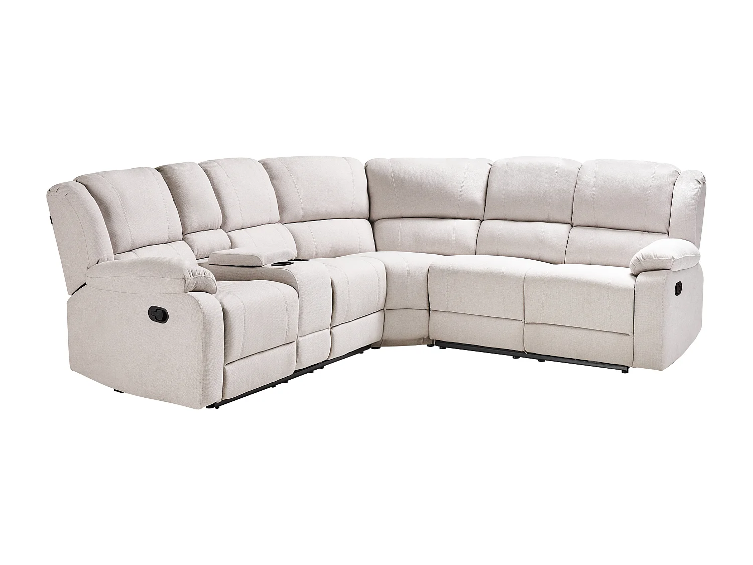 Ecksofa manuell verstellbar ROKKE Stoff Hellbeige 5-Sitzer linksseitig