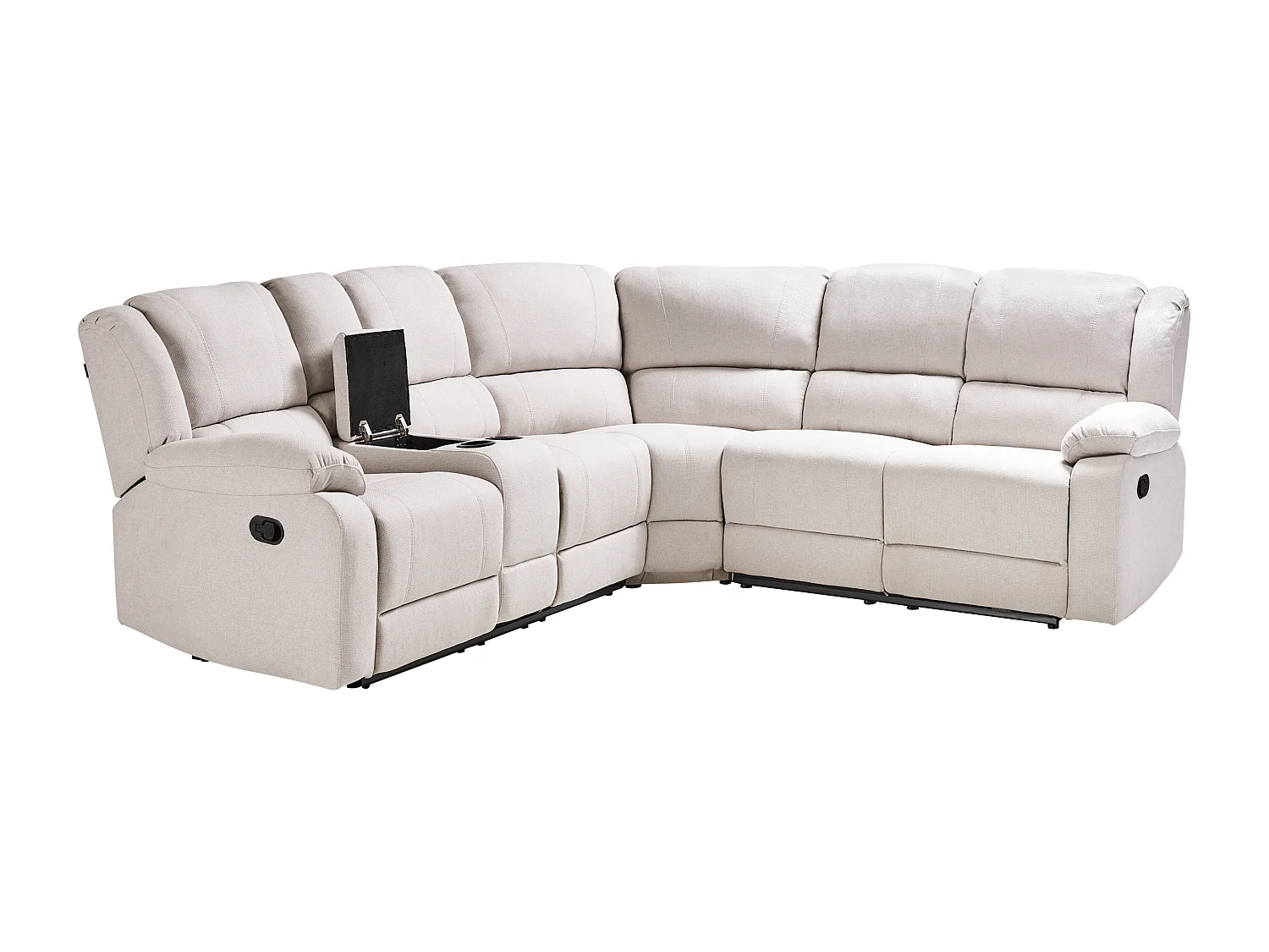 Canapé d'angle relax manuel ROKKE Tissu Beige clair 5 places Côté gauche