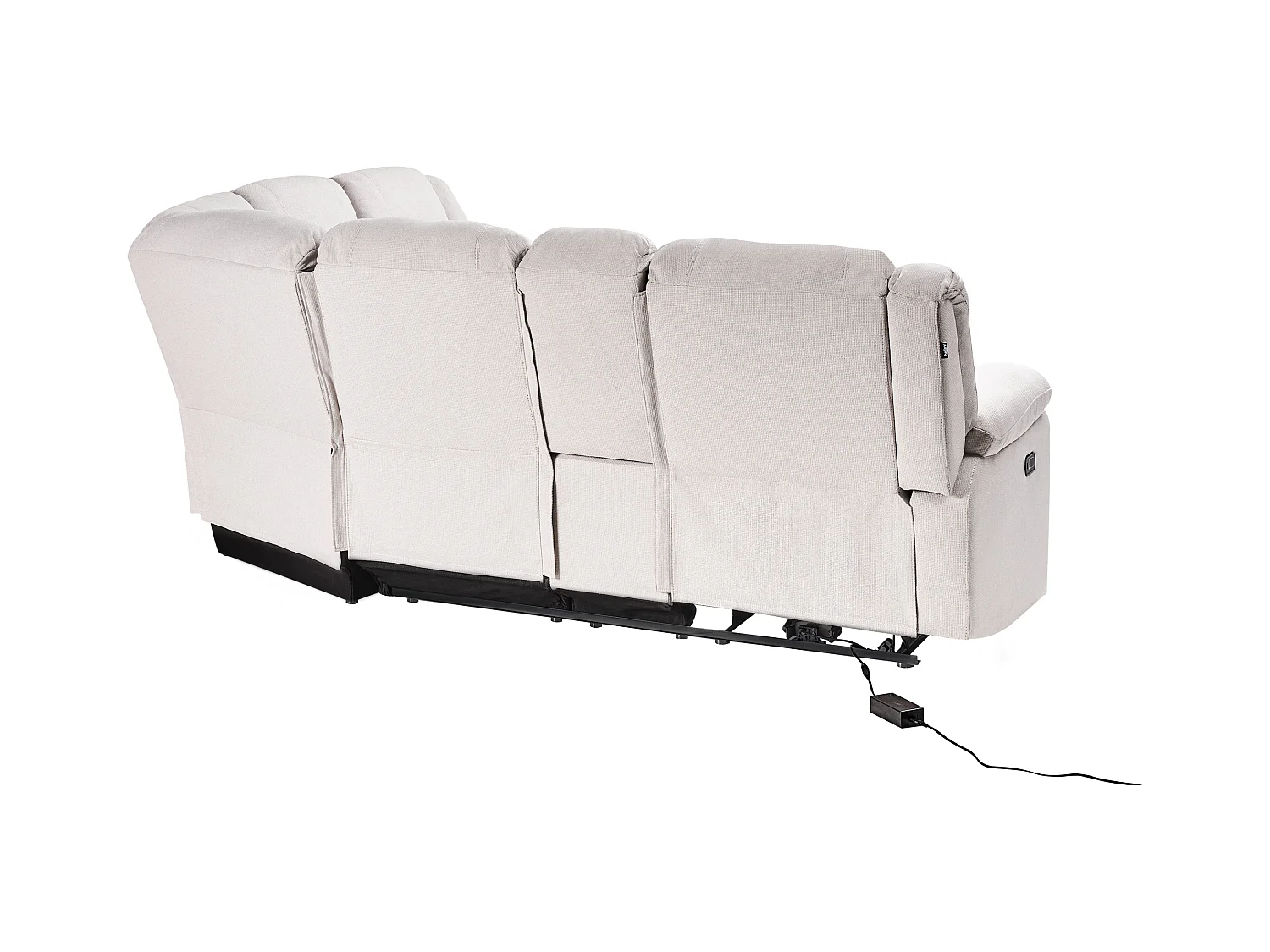 Ecksofa manuell verstellbar ROKKE Stoff Hellbeige mit USB-Anschluss 5-Sitzer linksseitig
