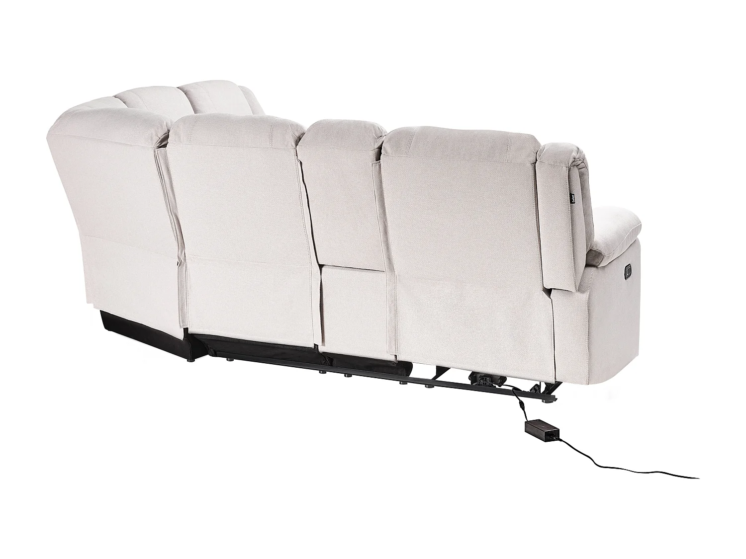 Canapé d'Angle Inclinable Électriquement en Tissu 5 Places avec Porte-Gobelets Chargeur USB Beige Clair Rokke