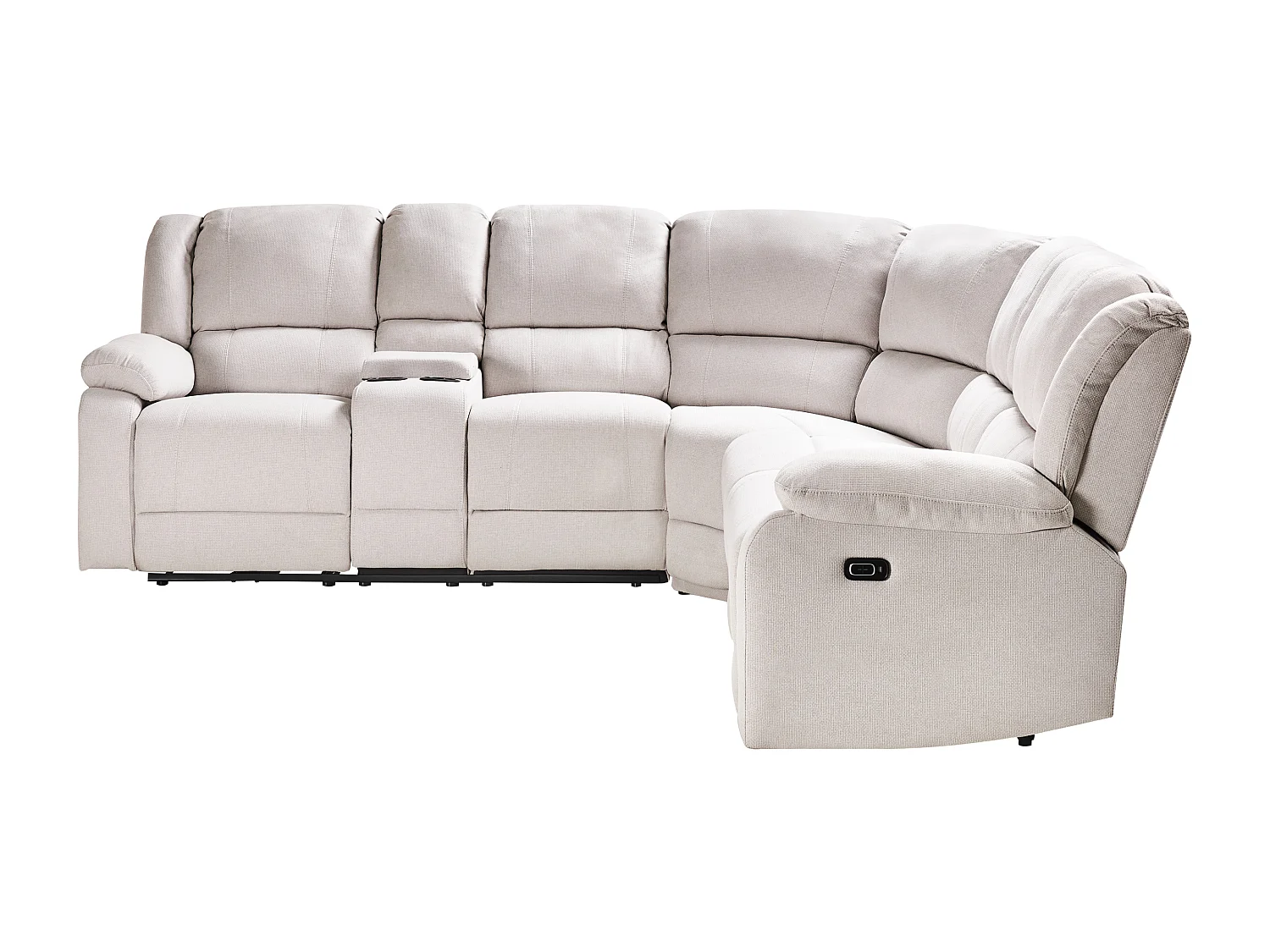 Canapé d'angle relax manuel ROKKE Tissu Beige clair avec port USB 5 places Côté gauche
