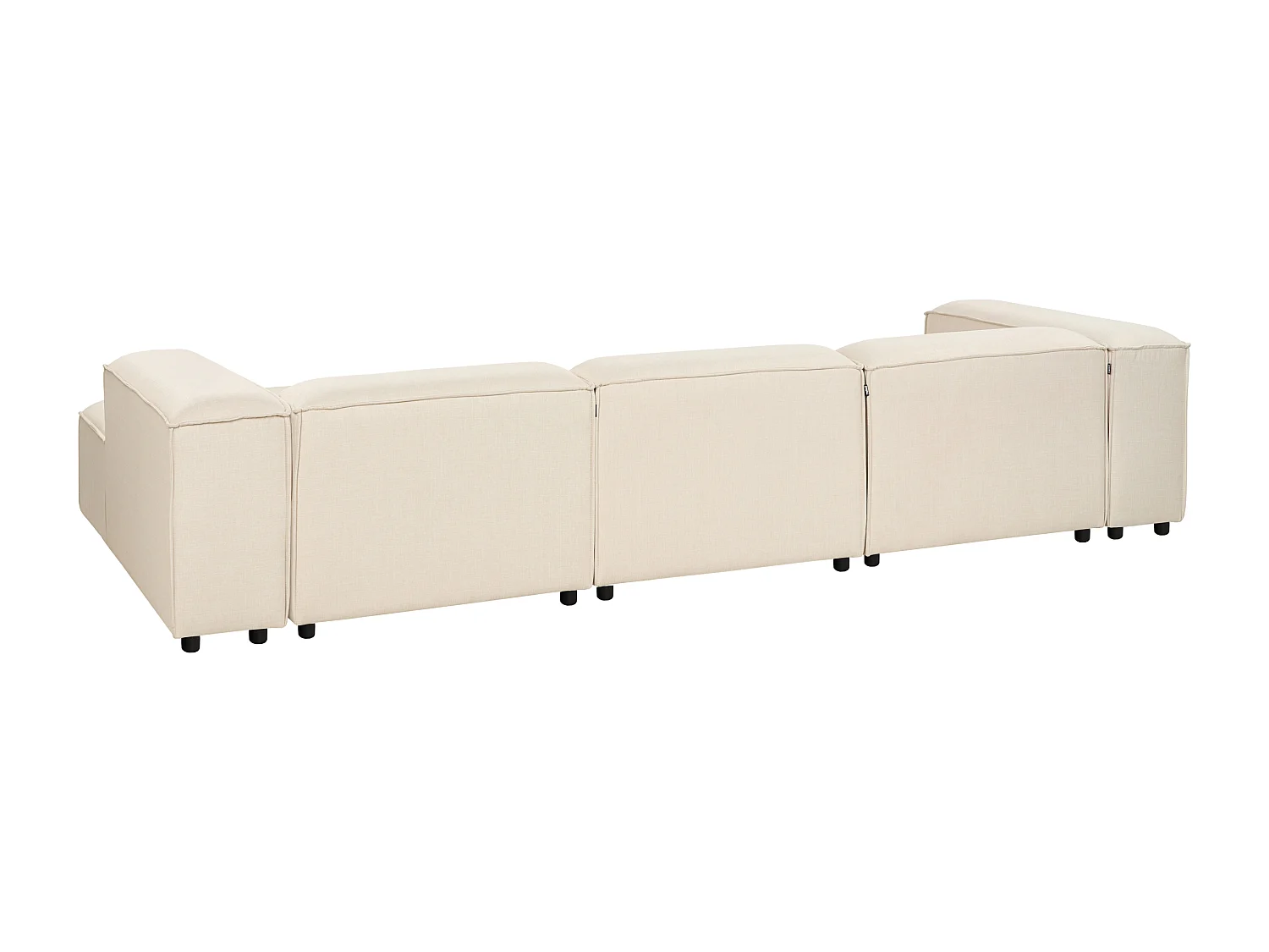 Canapé d'Angle à Gauche Modulaire 3 Places Pieds Noirs Rembourré en Tissu Beige Ardal