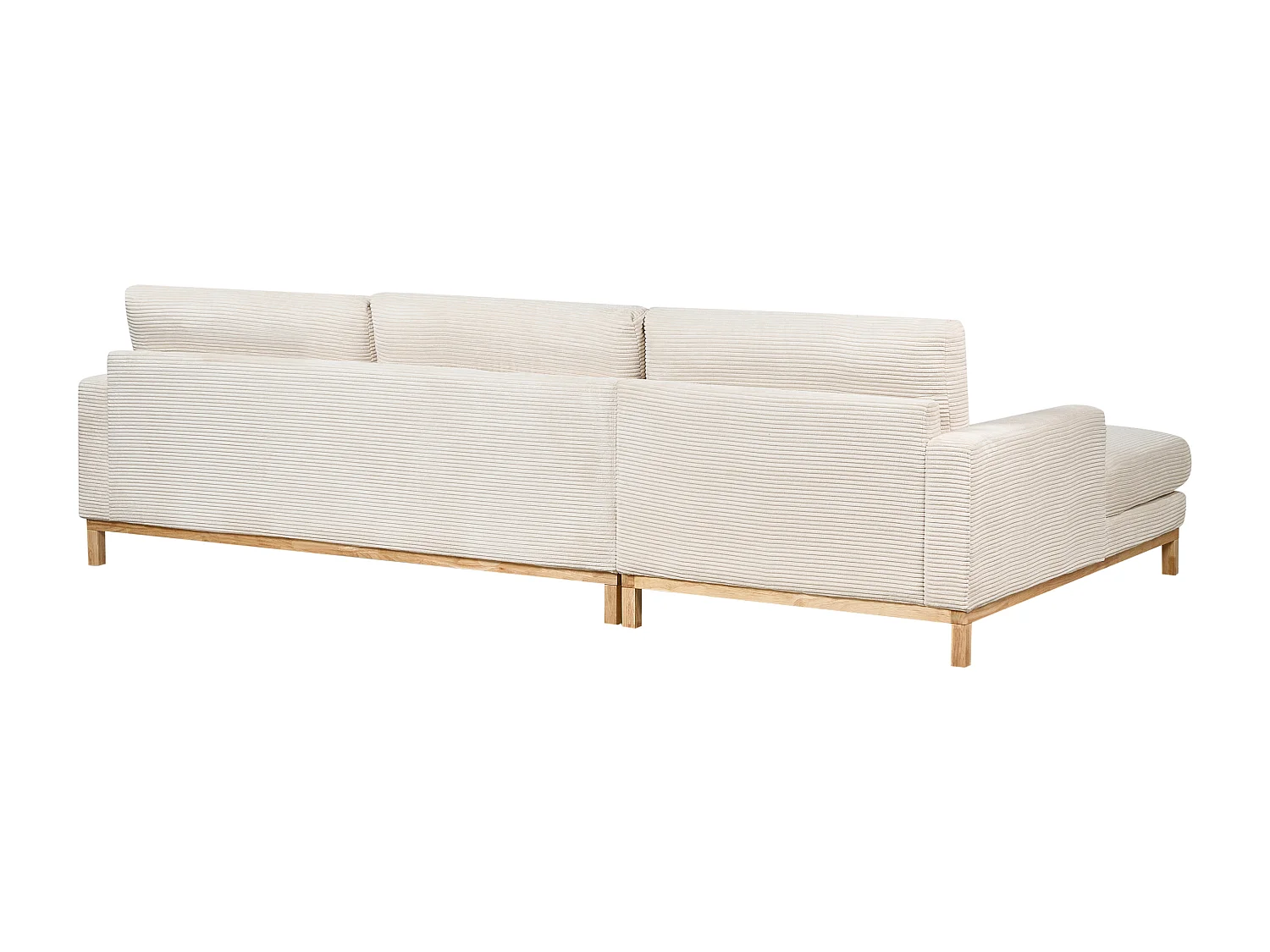 Canapé d'Angle à gauche en Velours Côtelé Pieds en Bois Elégant Beige Clair Siggard II