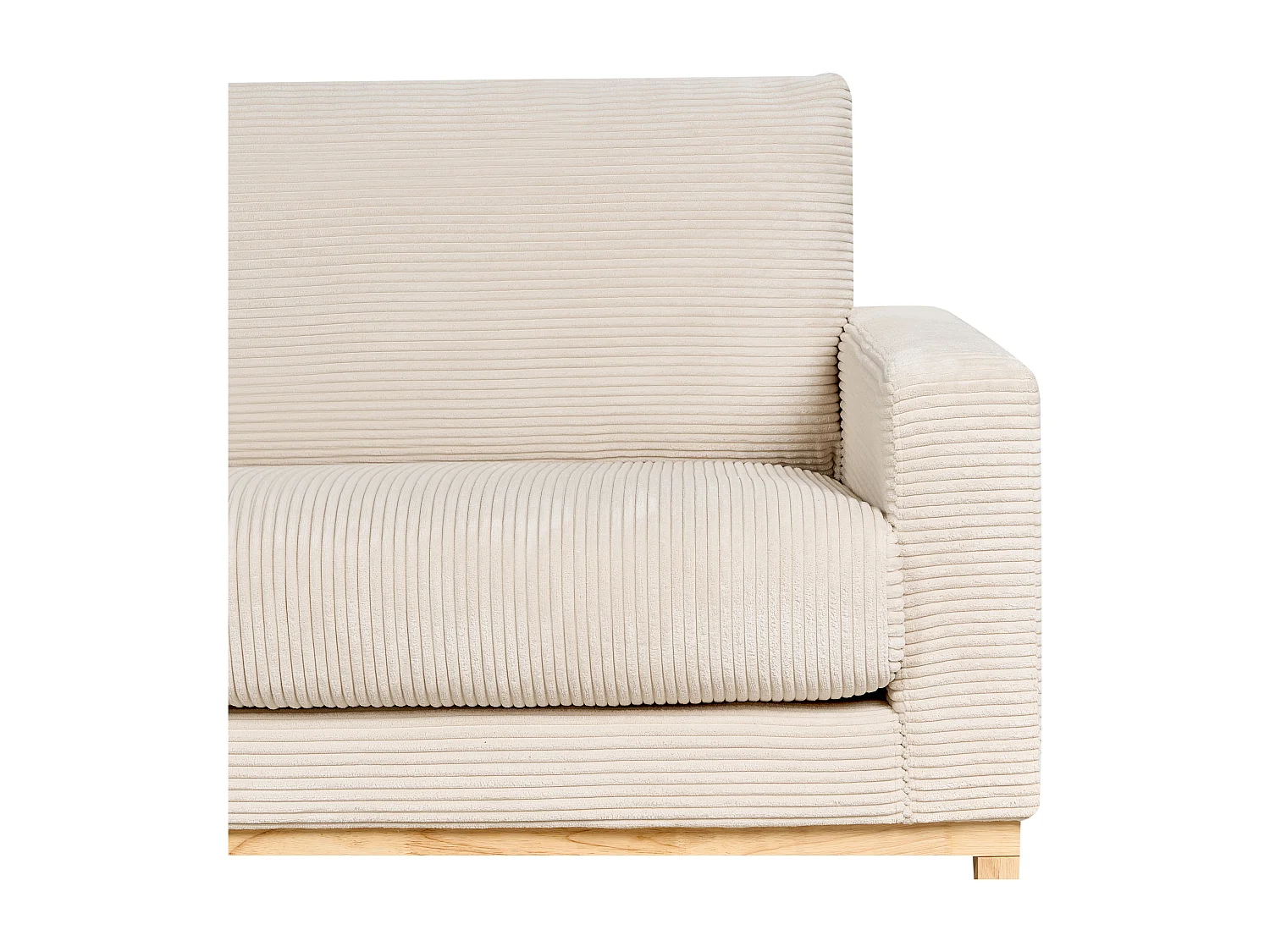 Canapé d'Angle à Droite en Velours Côtelé Pieds en Bois Elégant Beige Clair Siggard II