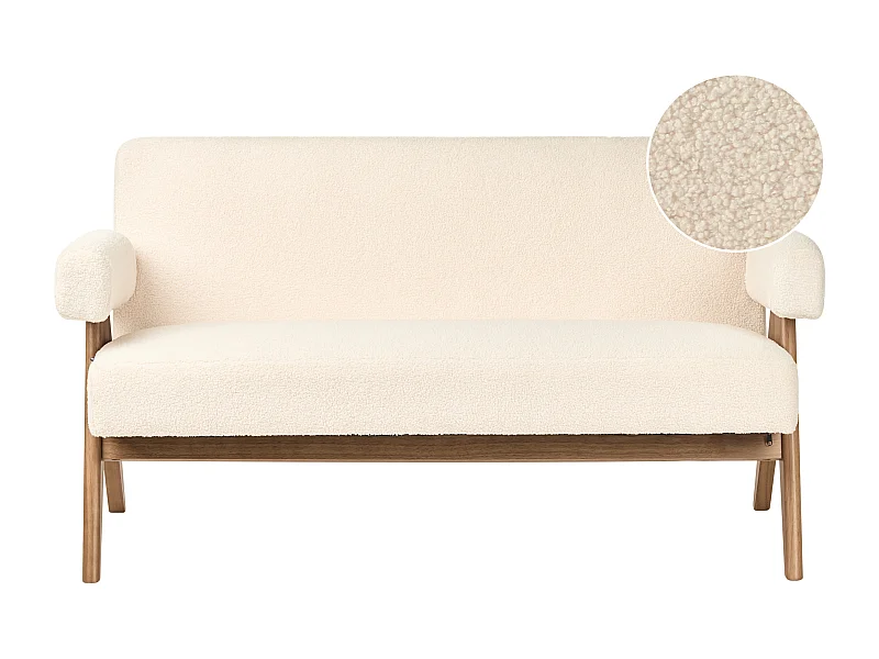 Sofa TAMRE Boucle Złamana biel/ ciemny brąz dla 2 osób