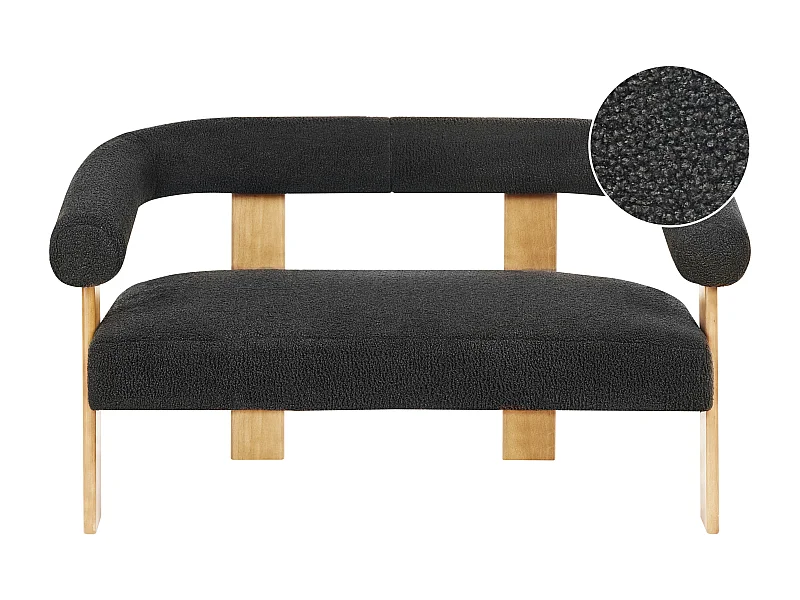 Divano ILBRO Bouclé Nero/ Marrone chiaro 2 posti