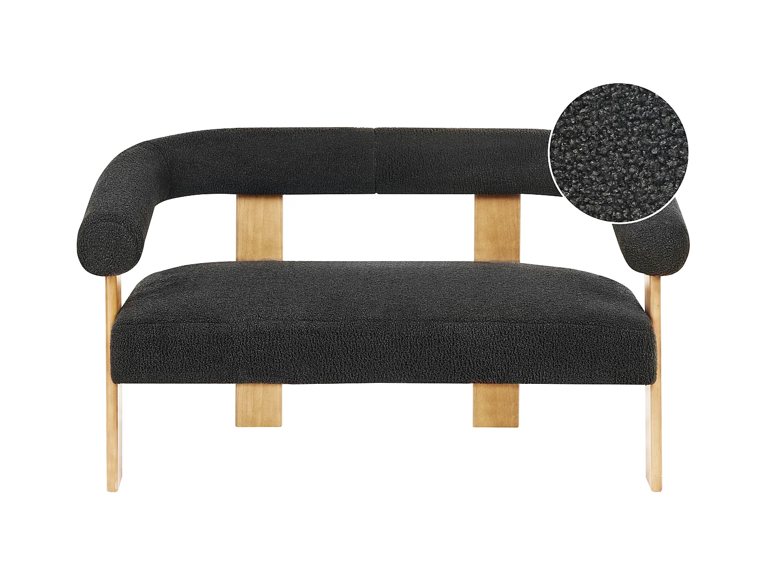 Sofa ILBRO Bouclé Schwarz / Hellbraun 2-Sitzer