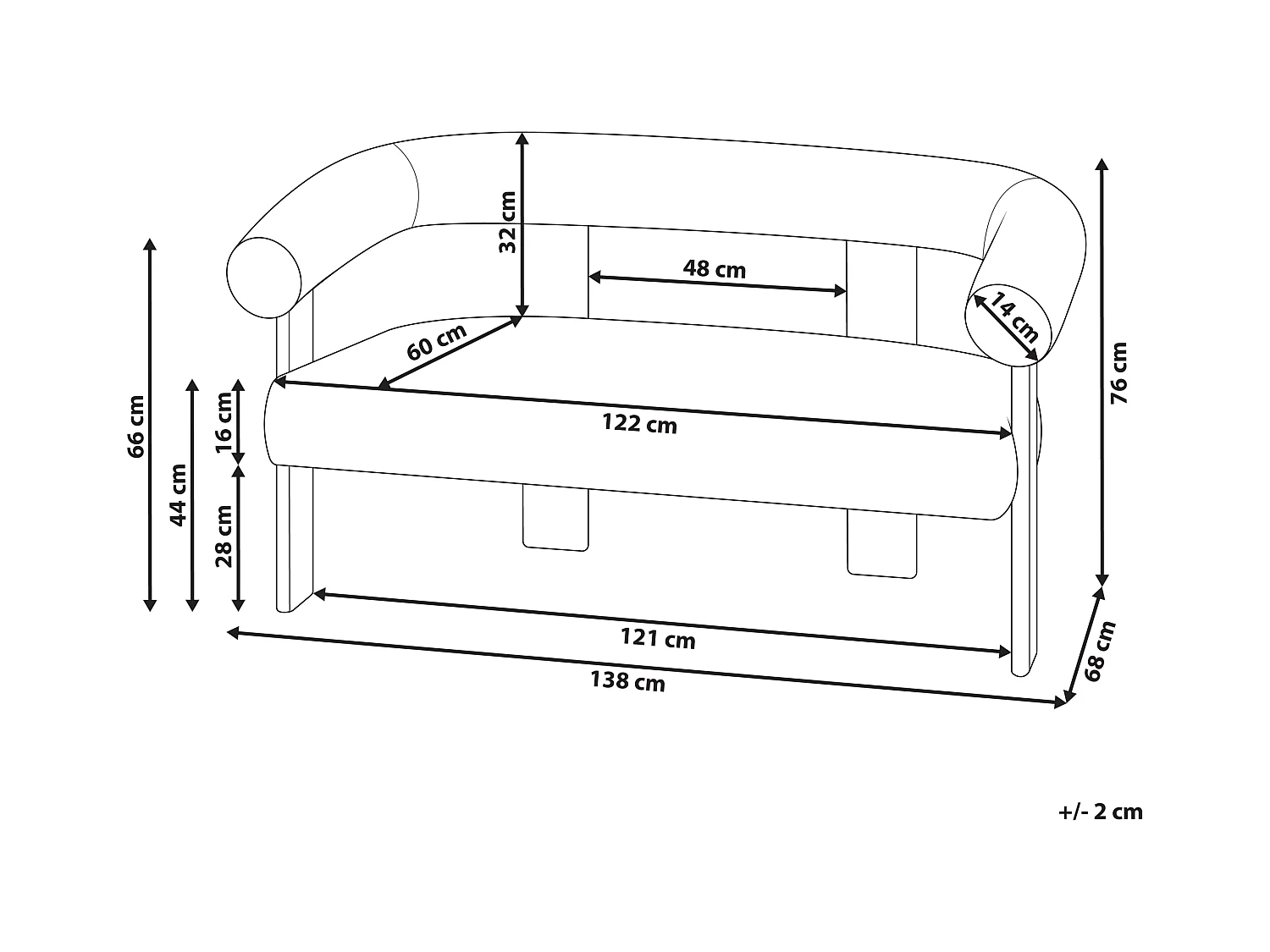 Sofa ILBRO Bouclé Schwarz / Hellbraun 2-Sitzer