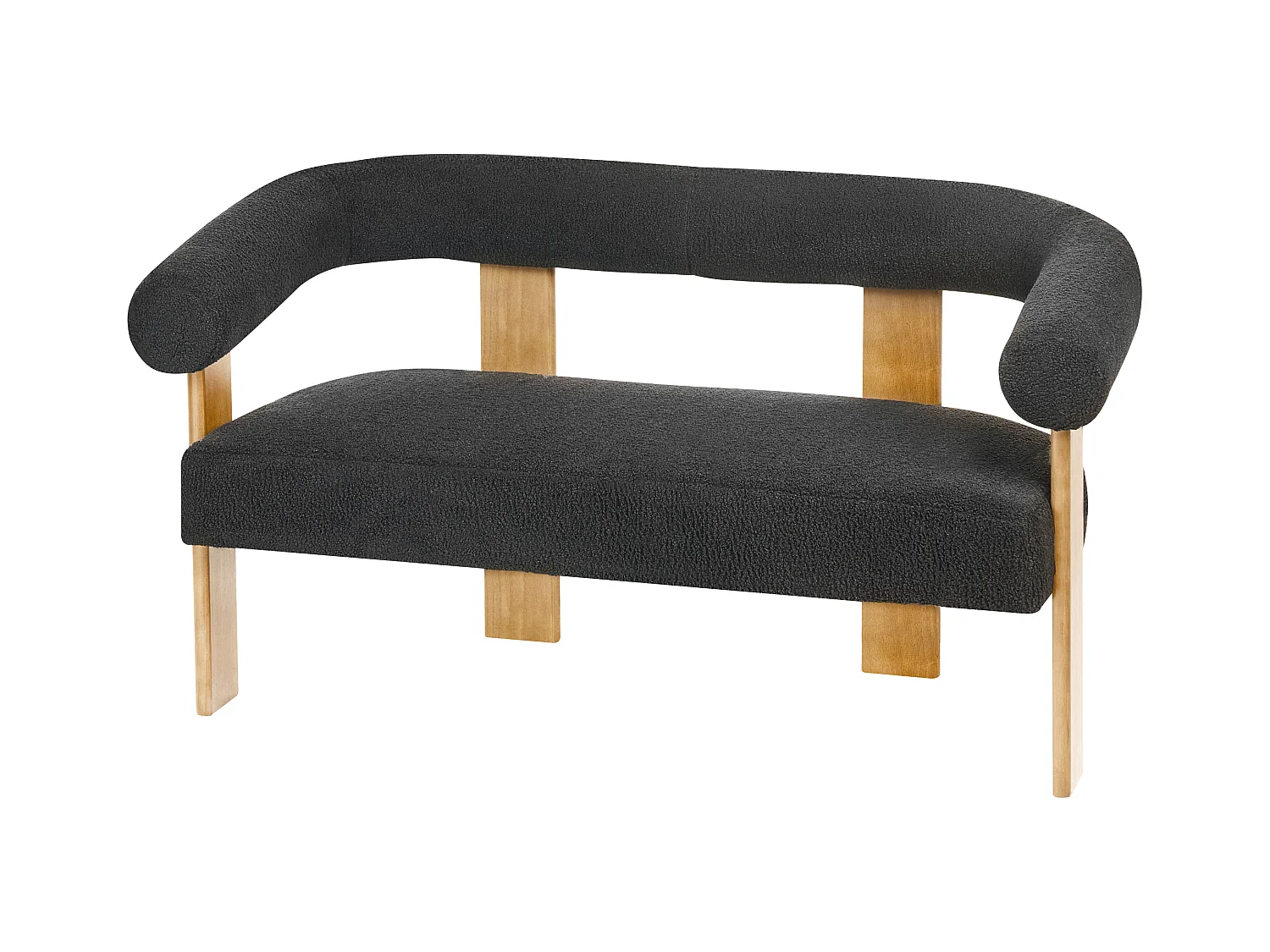 Sofa ILBRO Bouclé Schwarz / Hellbraun 2-Sitzer