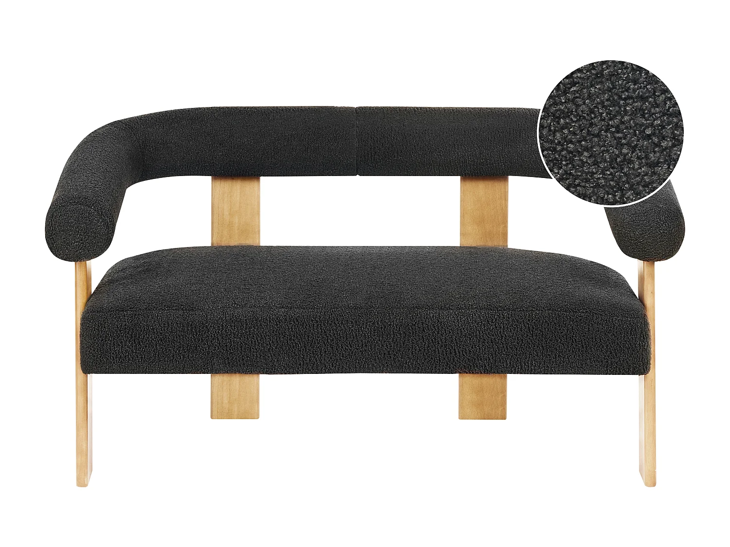 Sofa ILBRO Bouclé Schwarz / Hellbraun 2-Sitzer