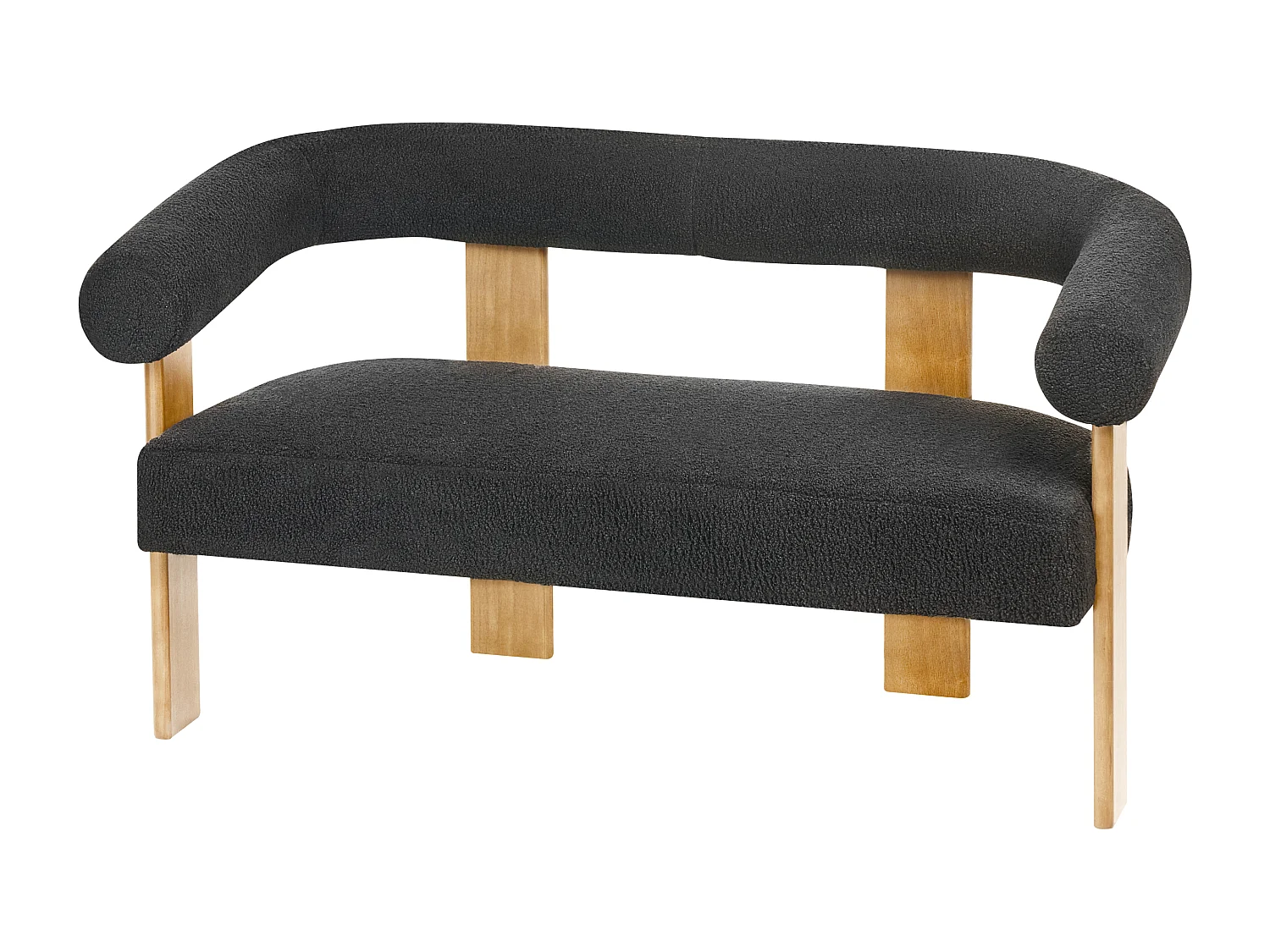 Sofa ILBRO Bouclé Schwarz / Hellbraun 2-Sitzer