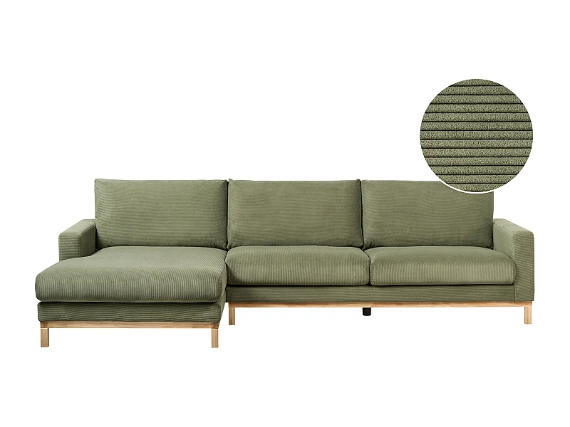 Divano angolare SIGGARD Velluto a coste Verde 4 posti Lato destro
