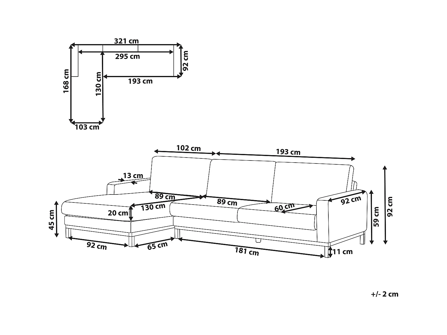 Canapé d'Angle à gauche en Velours Côtelé Pieds en Bois Vert Siggard