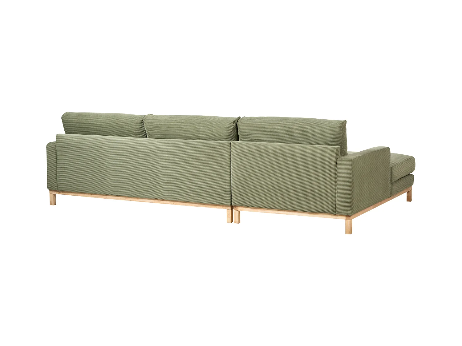 Canapé d'Angle à gauche en Velours Côtelé Pieds en Bois Vert Siggard