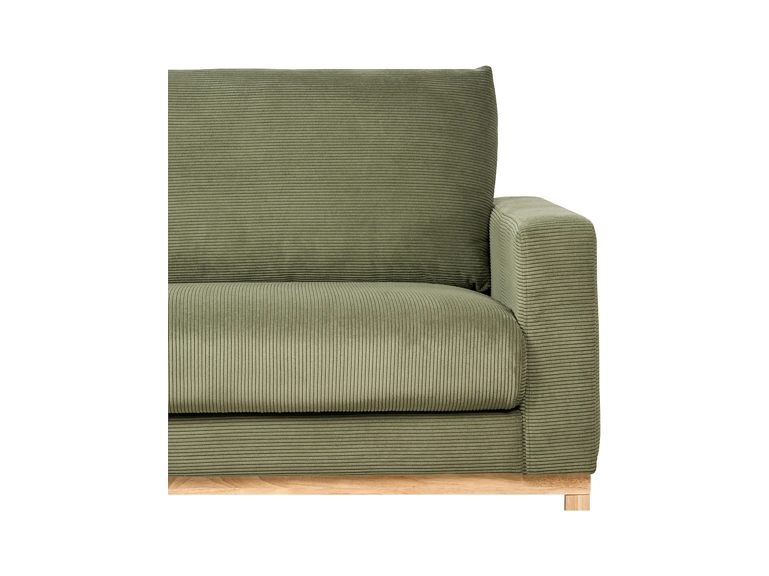 Canapé d'Angle à gauche en Velours Côtelé Pieds en Bois Vert Siggard