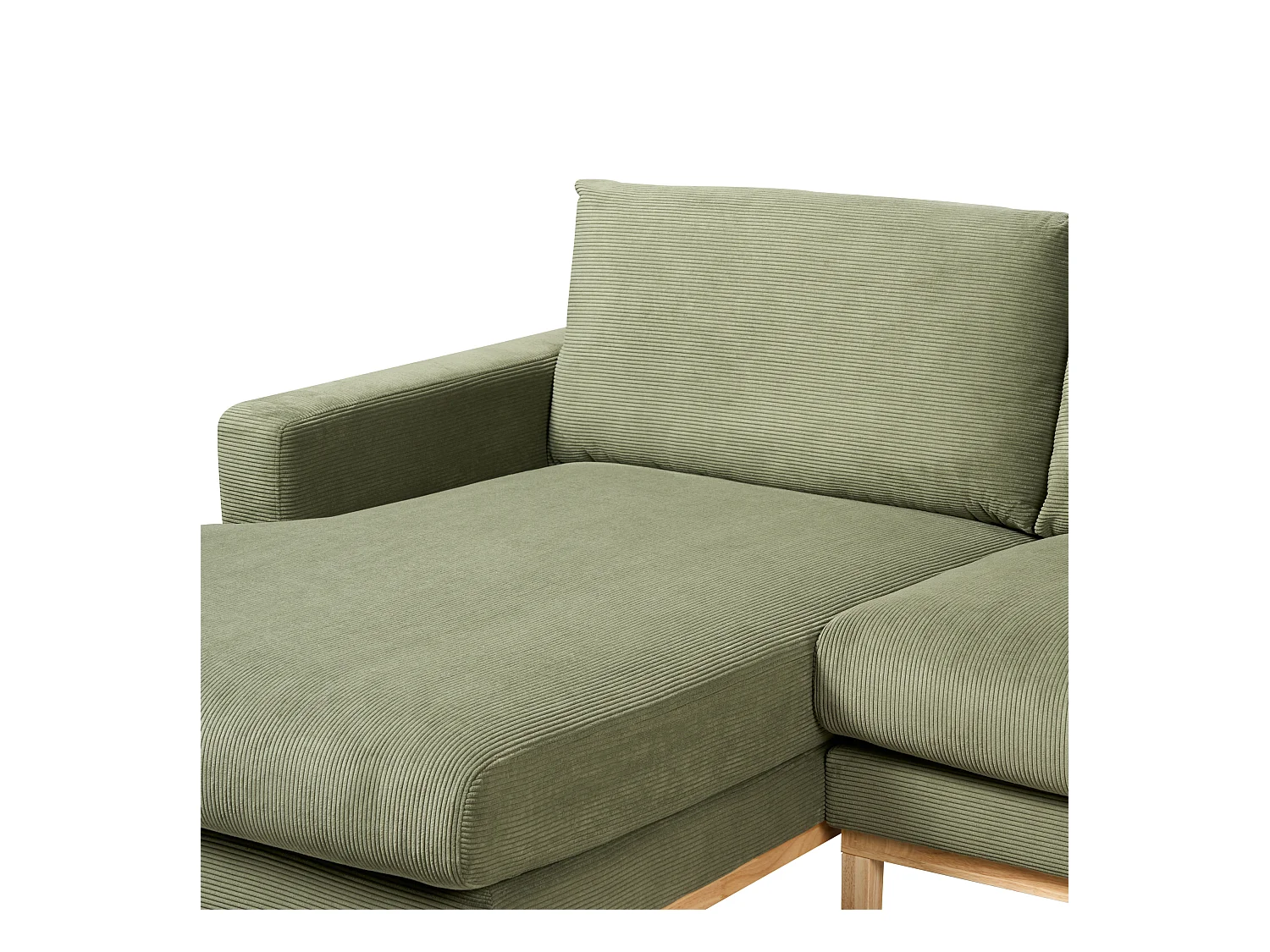 Canapé d'Angle à gauche en Velours Côtelé Pieds en Bois Vert Siggard