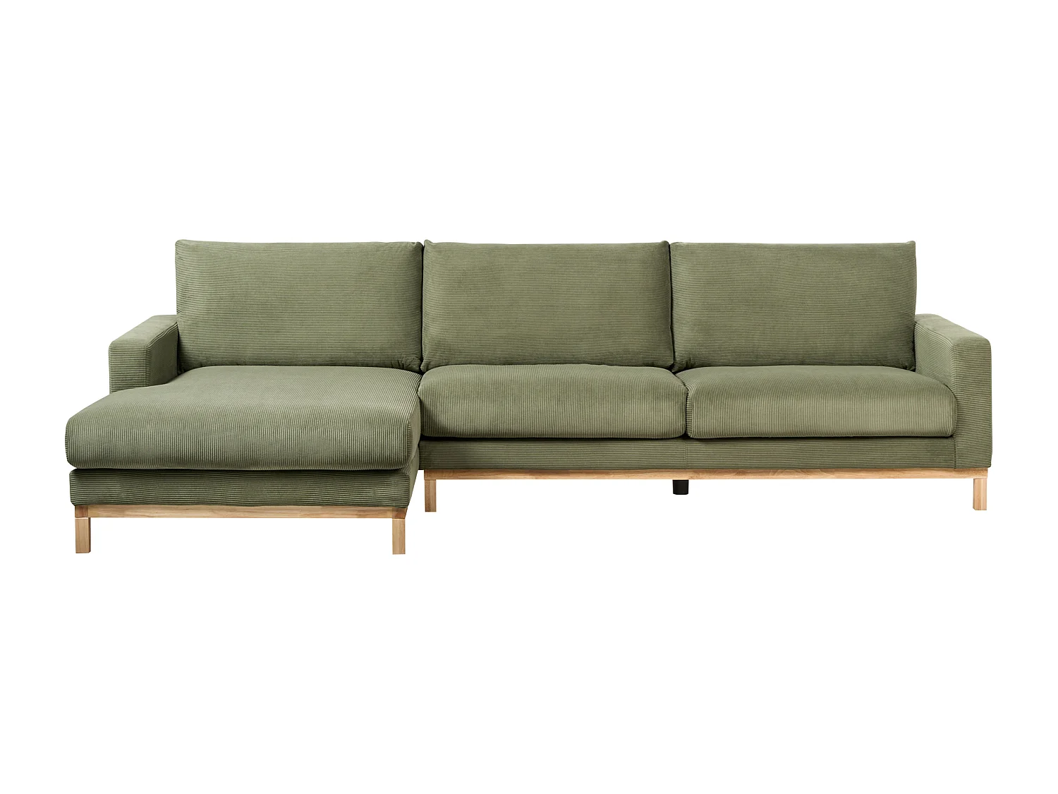 Canapé d'Angle à gauche en Velours Côtelé Pieds en Bois Vert Siggard