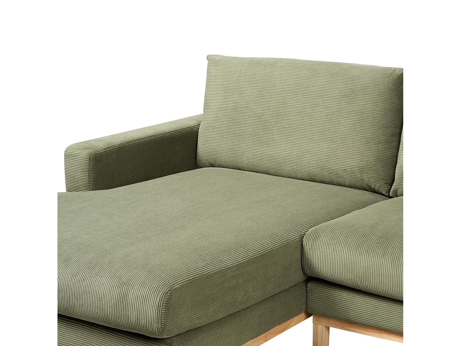 Canapé d'Angle à gauche en Velours Côtelé Pieds en Bois Vert Siggard