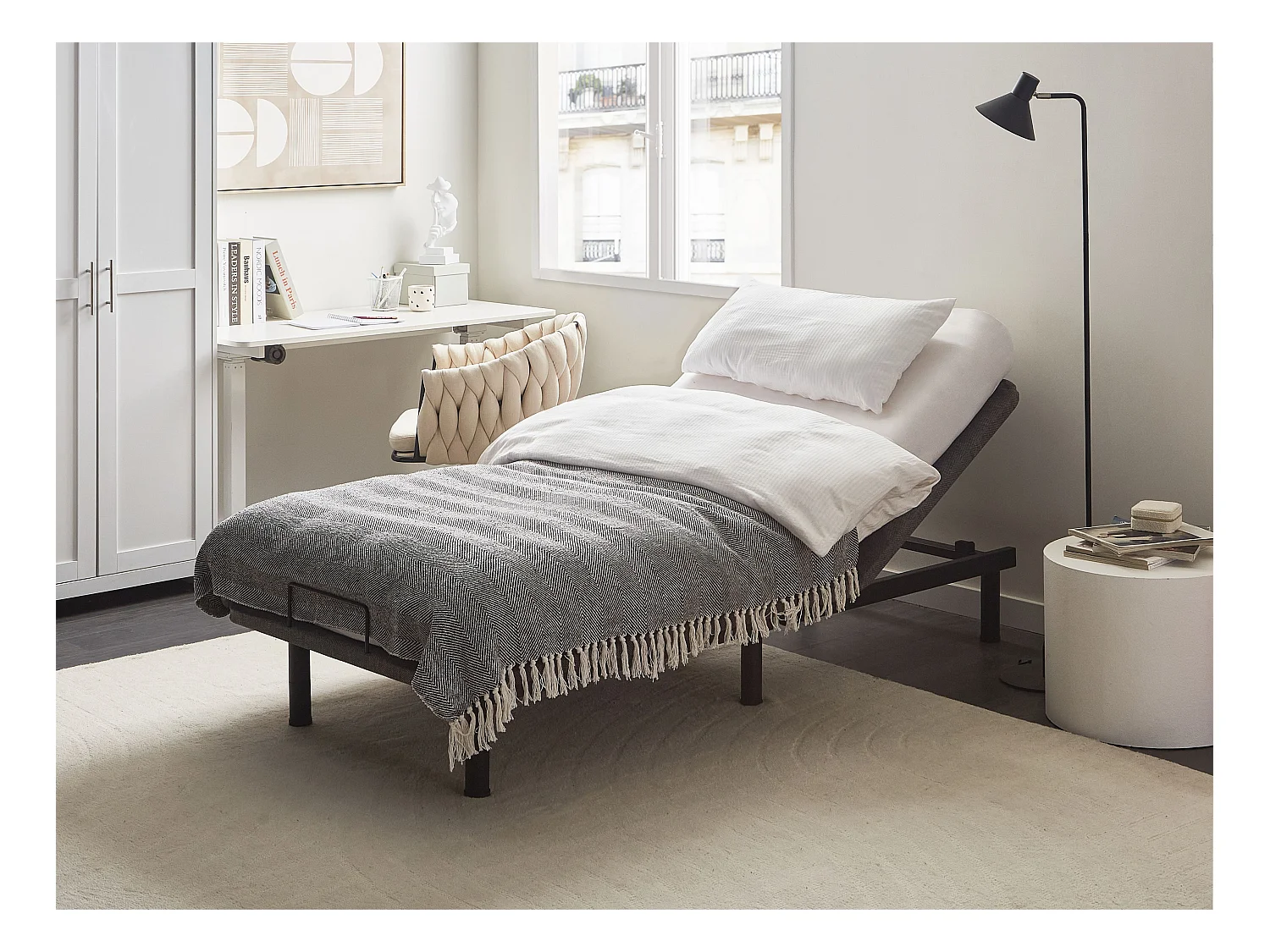 Sommier réglable électrique BRUNOY 80 x 200 cm Gris