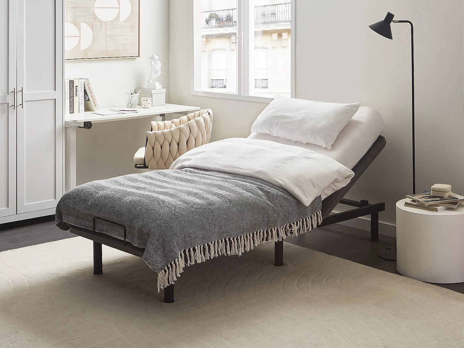 Sommier réglable électrique BRUNOY 90 x 200 cm Gris