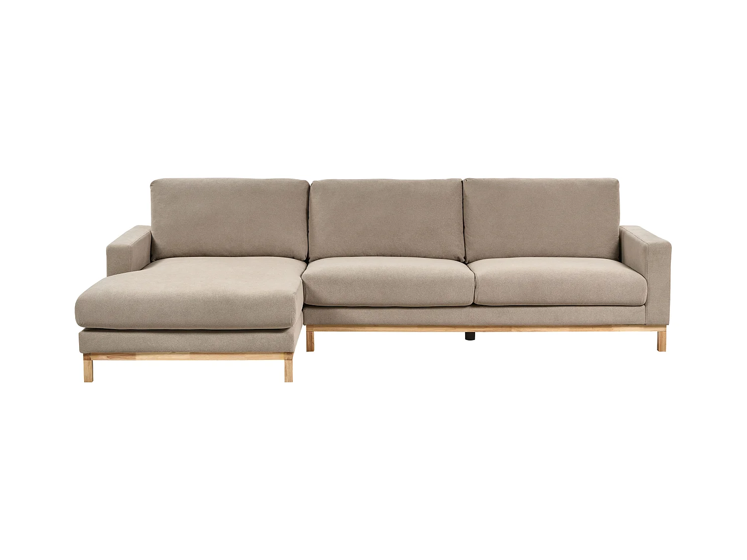 Canapé d'Angle à gauche en Tissu Pieds en Bois Taupe Siggard