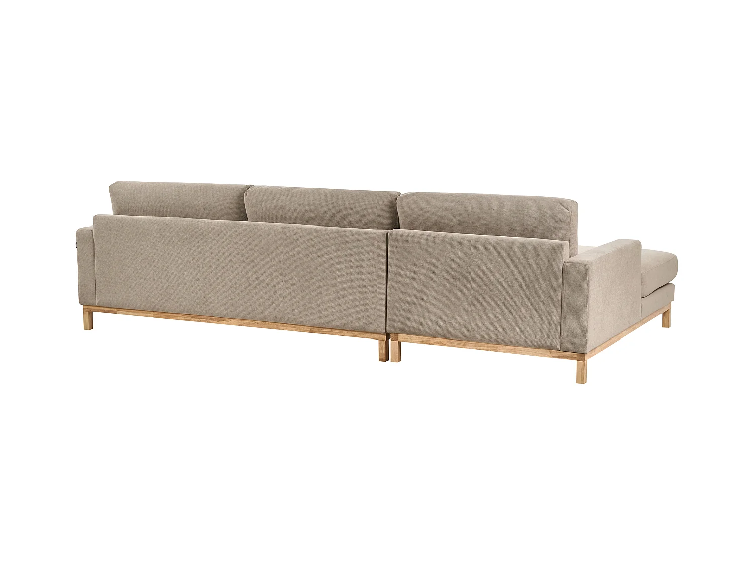 4-Sitzer Ecksofa Stoffbezug Beige Taupe rechts mit Sitzkissen Holzbeinen Siggard