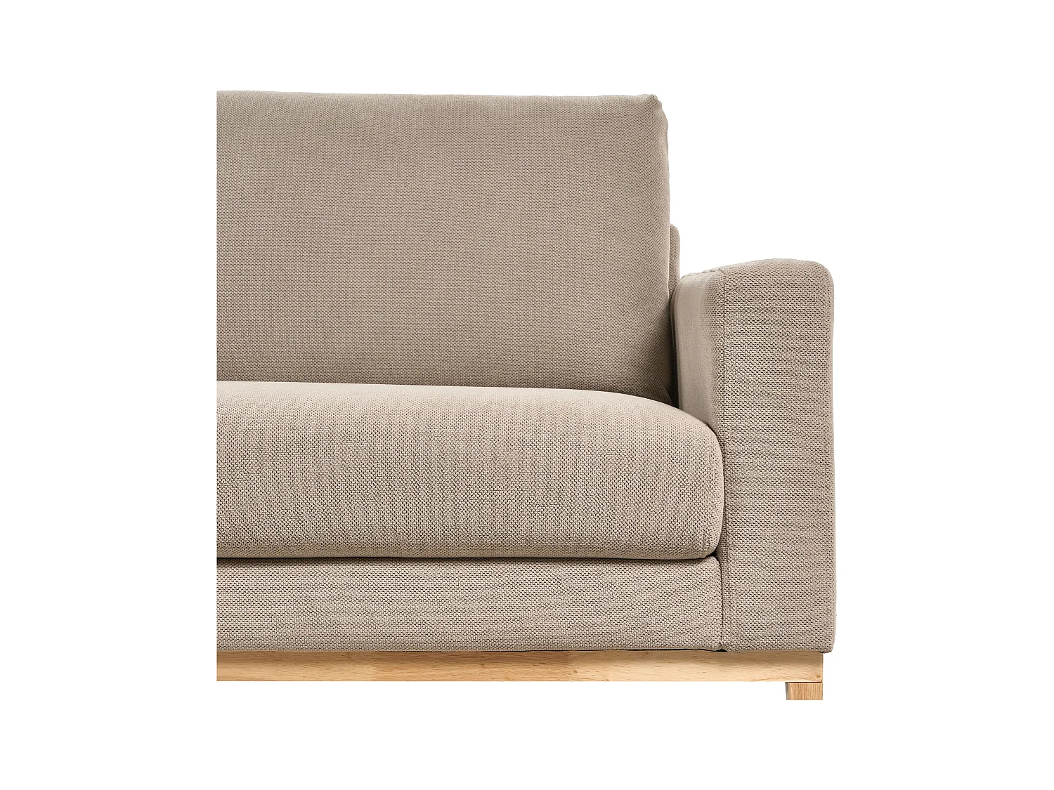 4-Sitzer Ecksofa Stoffbezug Beige Taupe rechts mit Sitzkissen Holzbeinen Siggard