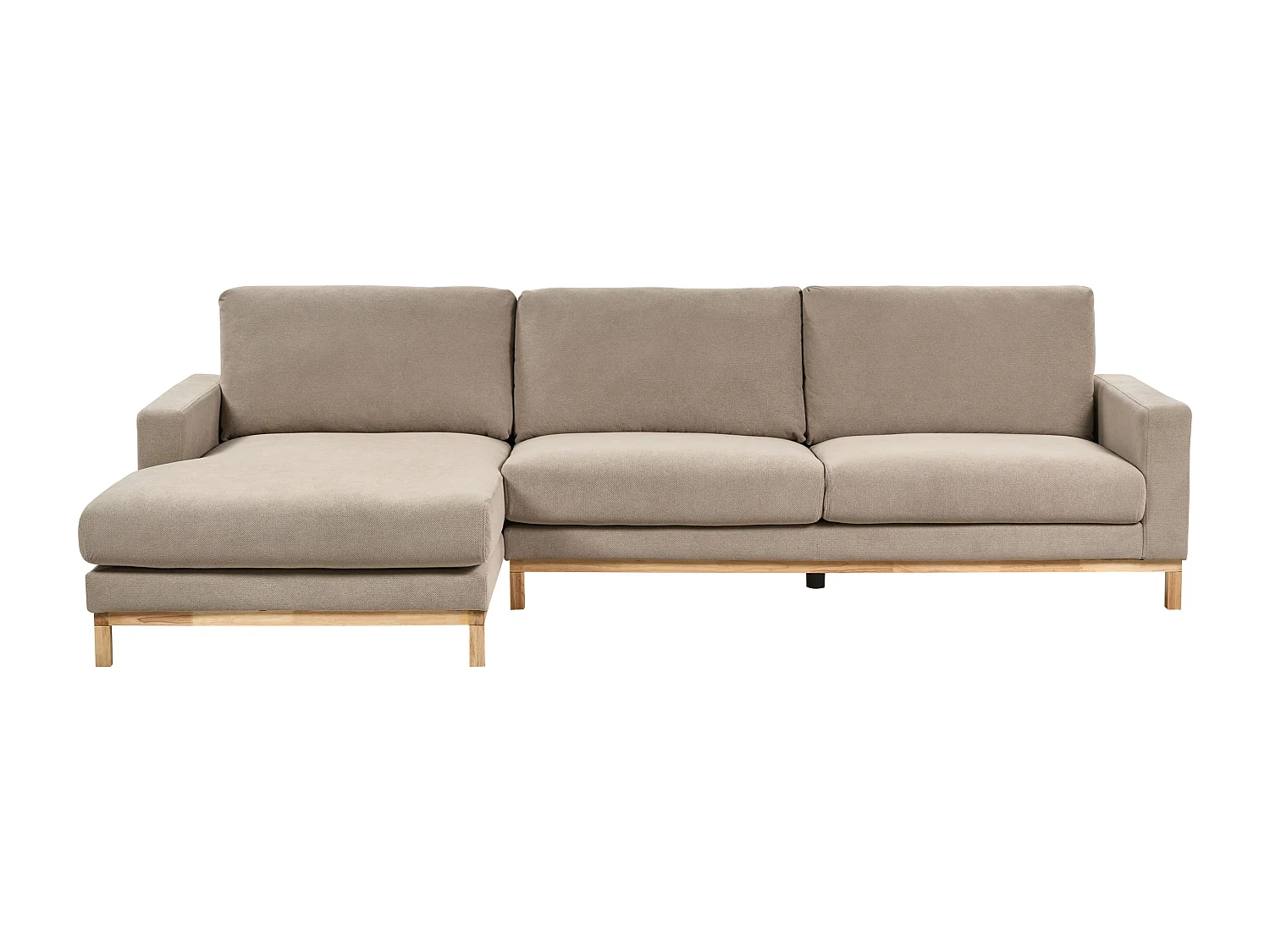 Canapé d'Angle à gauche en Tissu Pieds en Bois Taupe Siggard