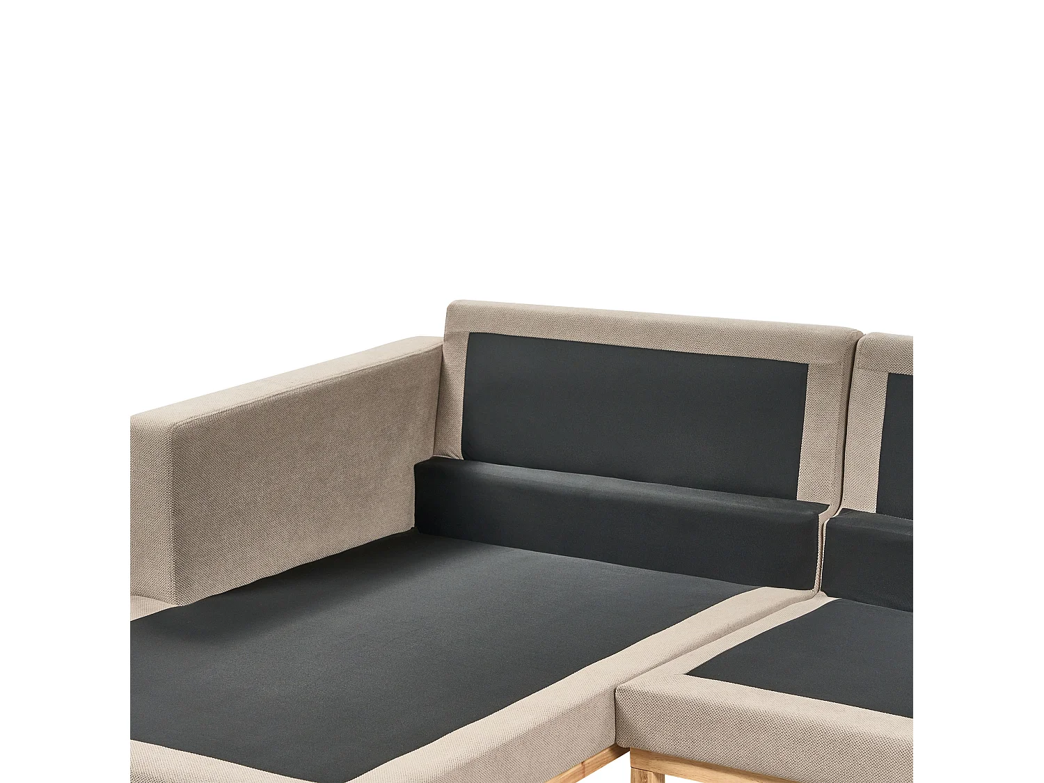 Canapé d'Angle à gauche en Tissu Pieds en Bois Taupe Siggard