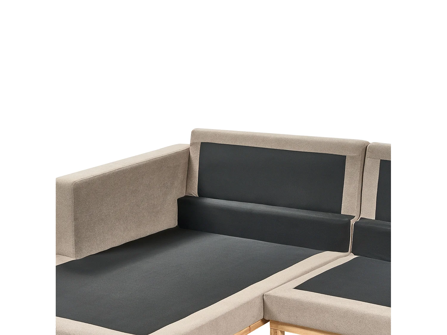 Canapé d'Angle à Droite en Tissu Pieds en Bois Taupe Siggard