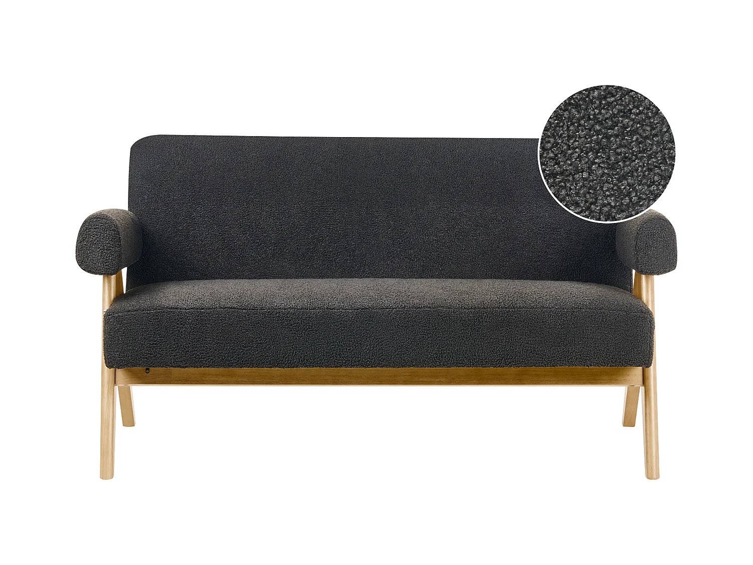 Bank TAMRE Bouclé Zwart/Lichtbruin 2-zitter