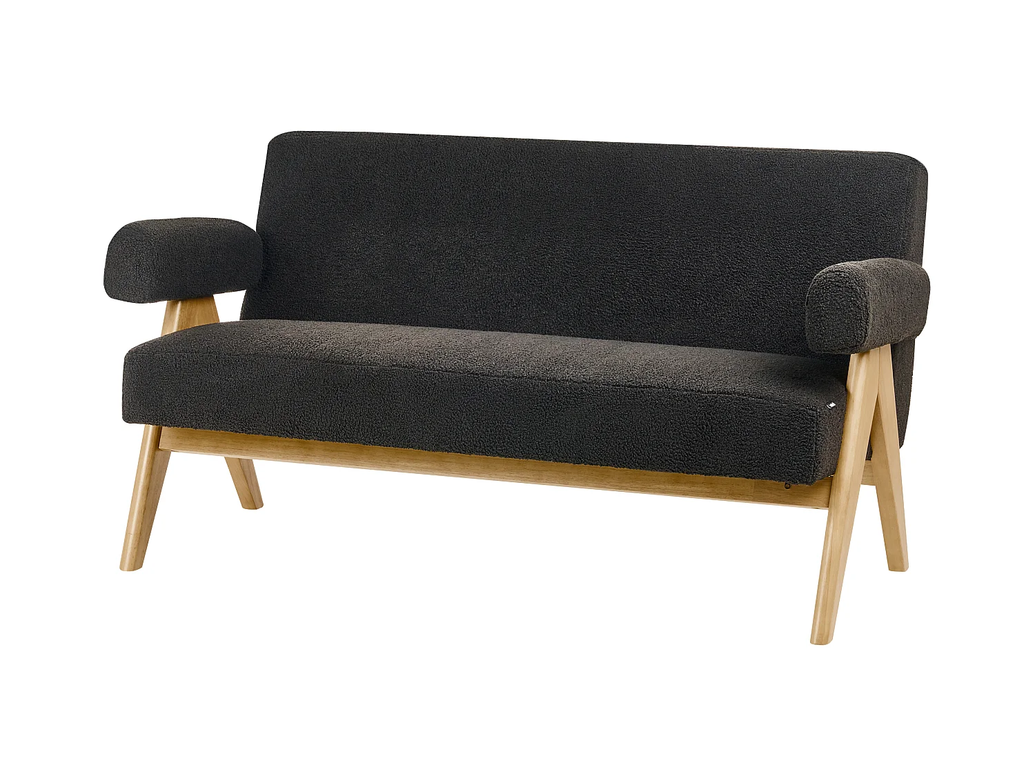 Sofa TAMRE Bouclé Schwarz / Hellbraun 2-Sitzer