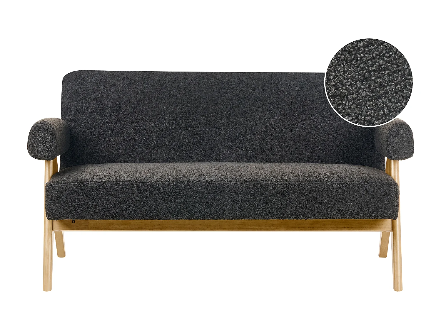 Sofa TAMRE Bouclé Schwarz / Hellbraun 2-Sitzer