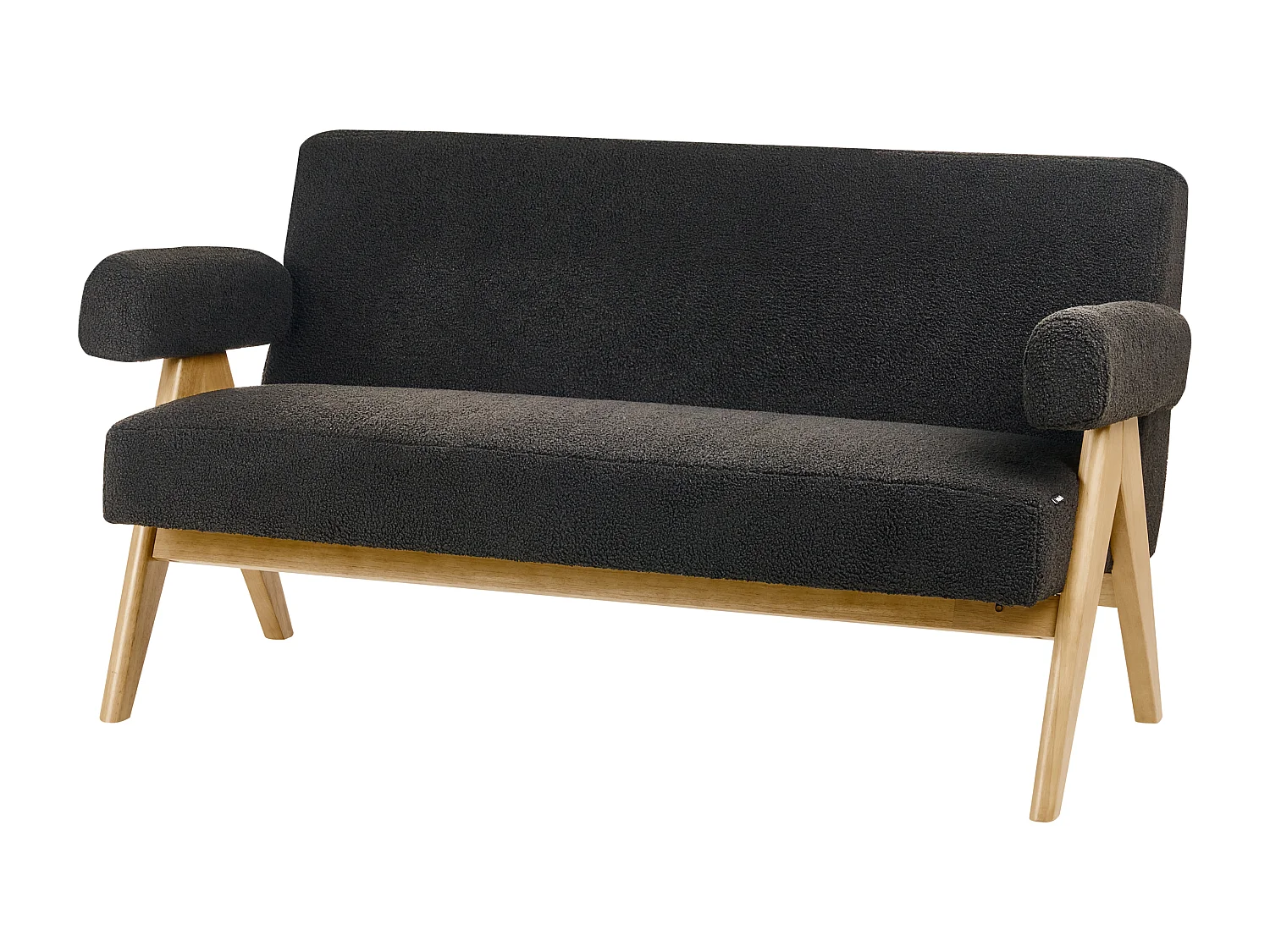 Sofa TAMRE Bouclé Schwarz / Hellbraun 2-Sitzer