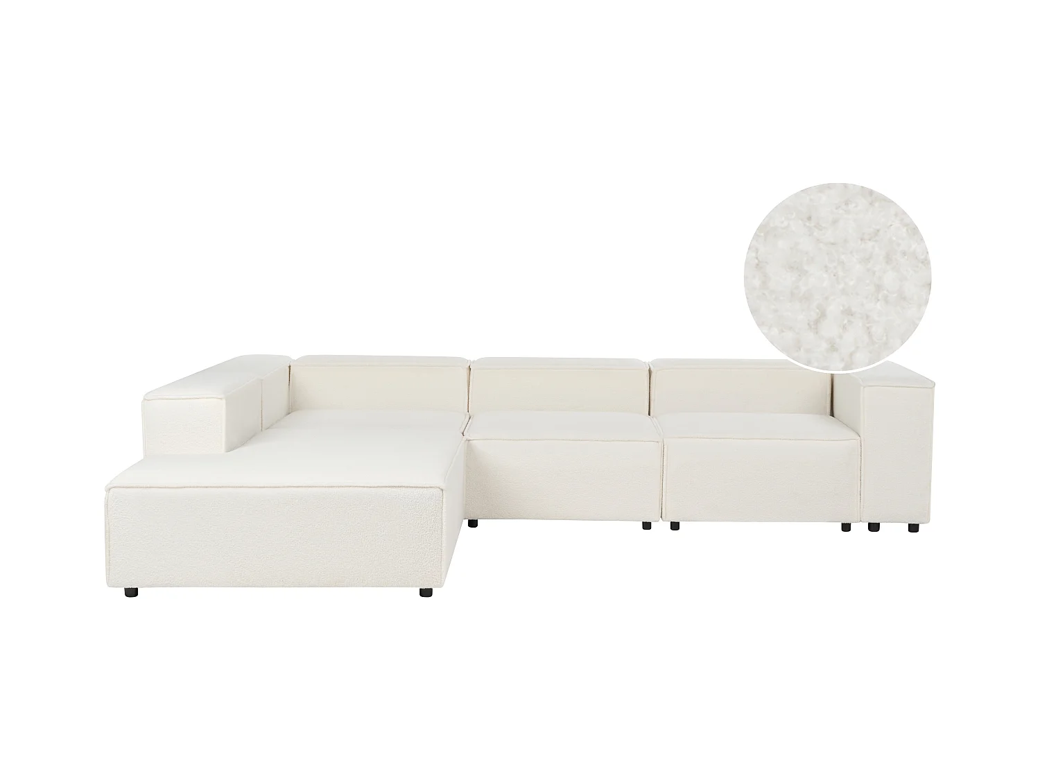 Canapé d'angle modulable 4 places ARDAL Bouclé Blanc Côté droit