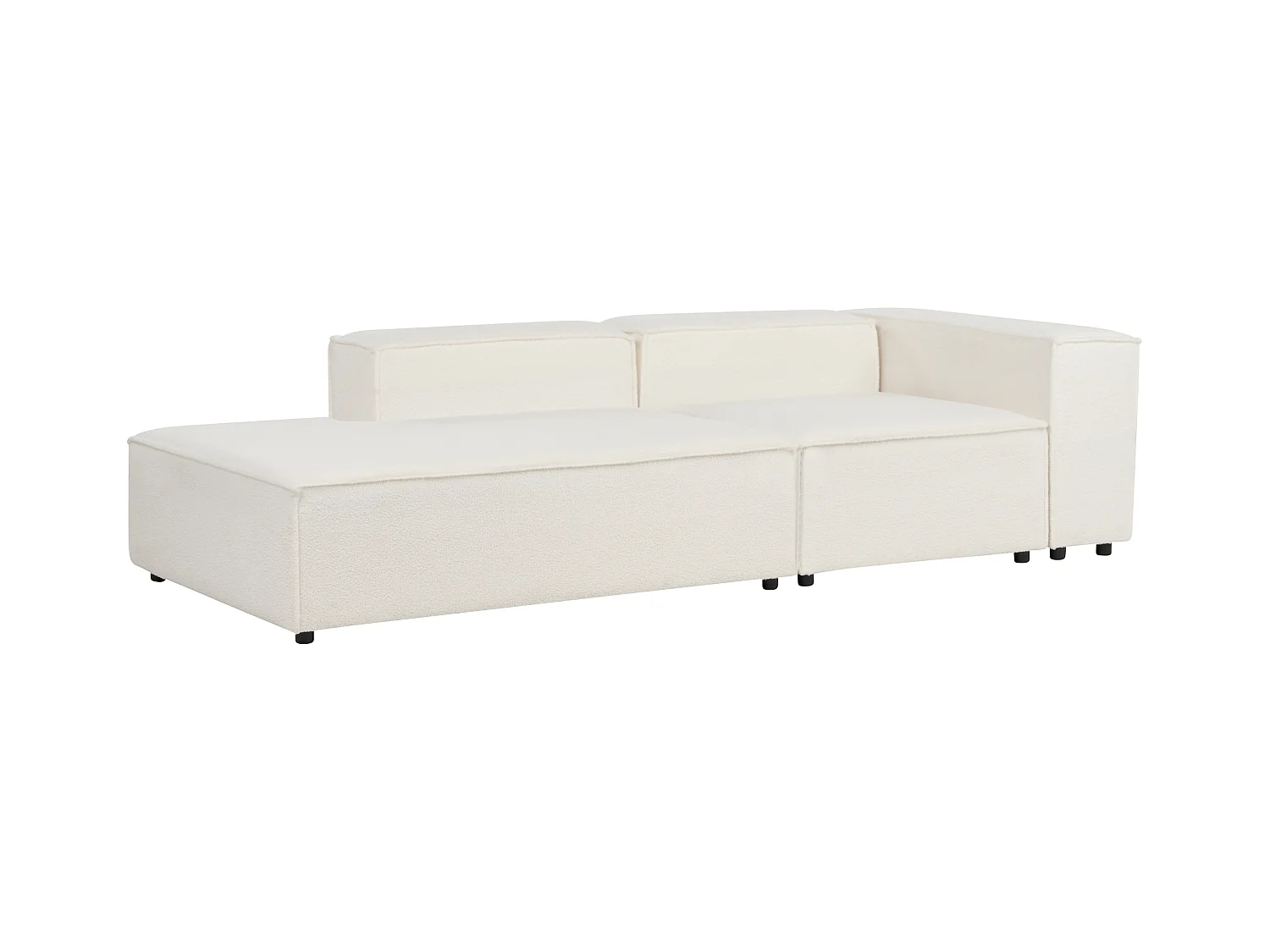 Canapé d'angle modulable 4 places ARDAL Bouclé Blanc Côté droit