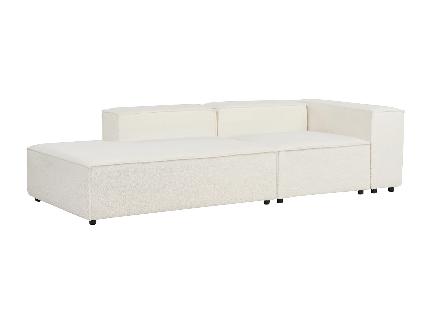 Modul Ecksofa APRICA Bouclé Weiss 4-Sitzer rechtsseitig