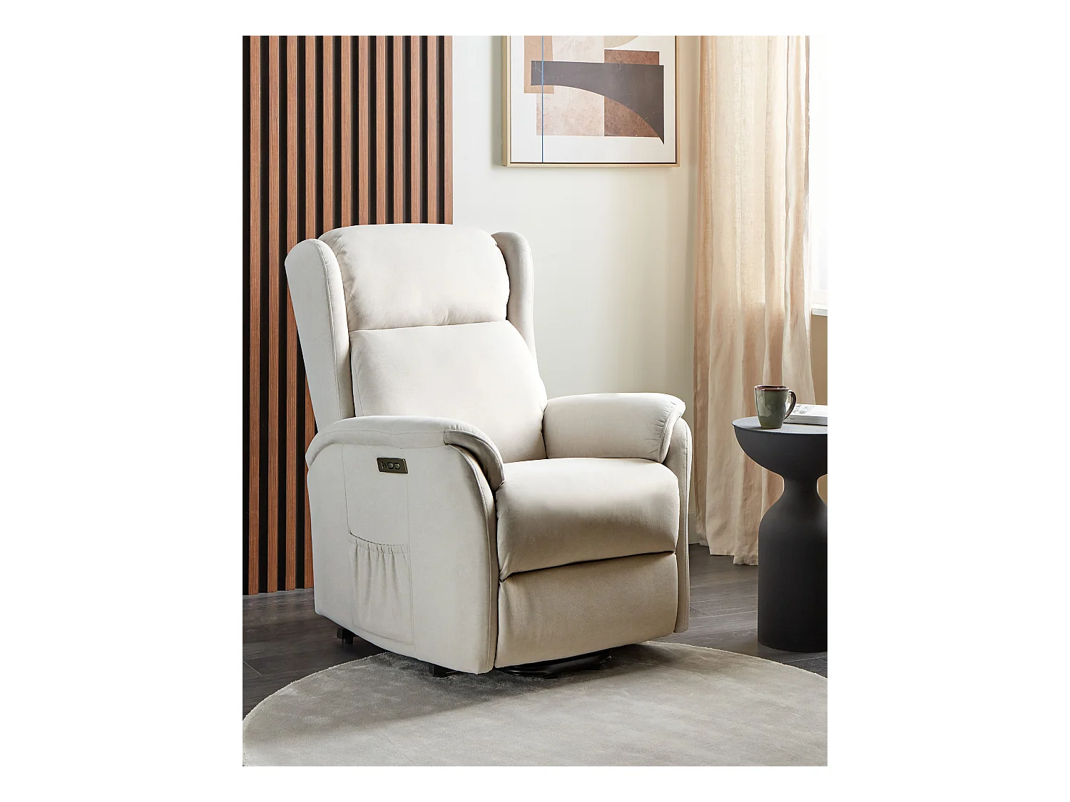 Fauteuil inclinable électrique ELEGY Repose-pieds inclus Tissu Beige clair