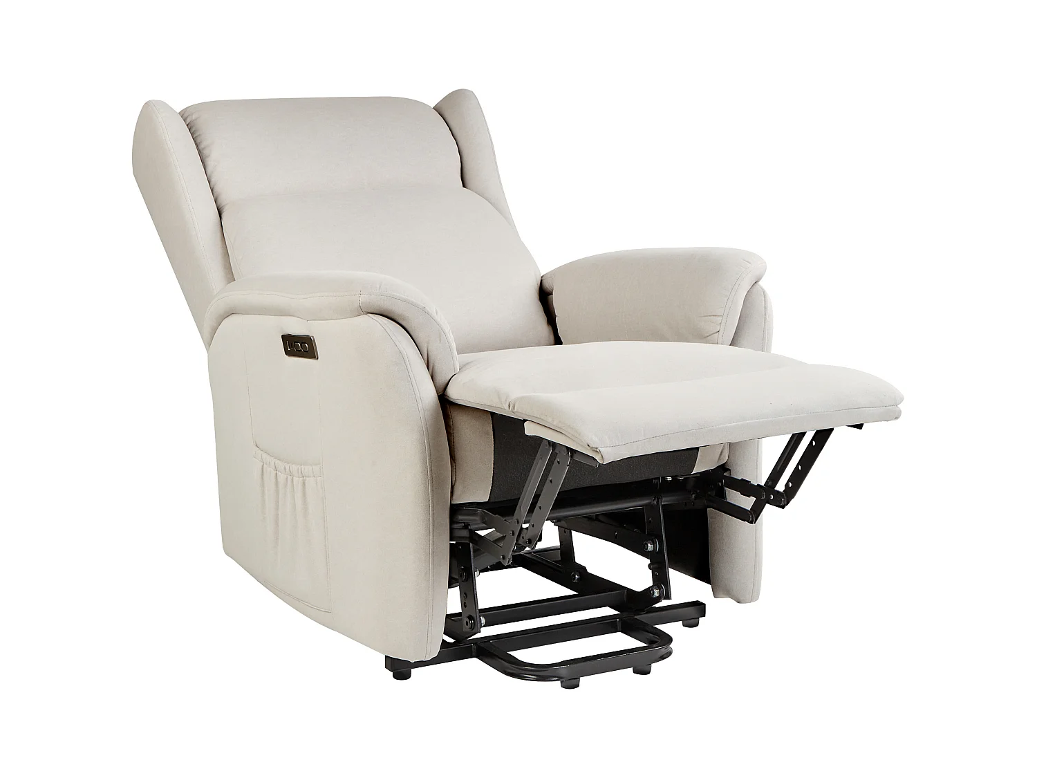 Fauteuil inclinable électrique ELEGY Repose-pieds inclus Tissu Beige clair