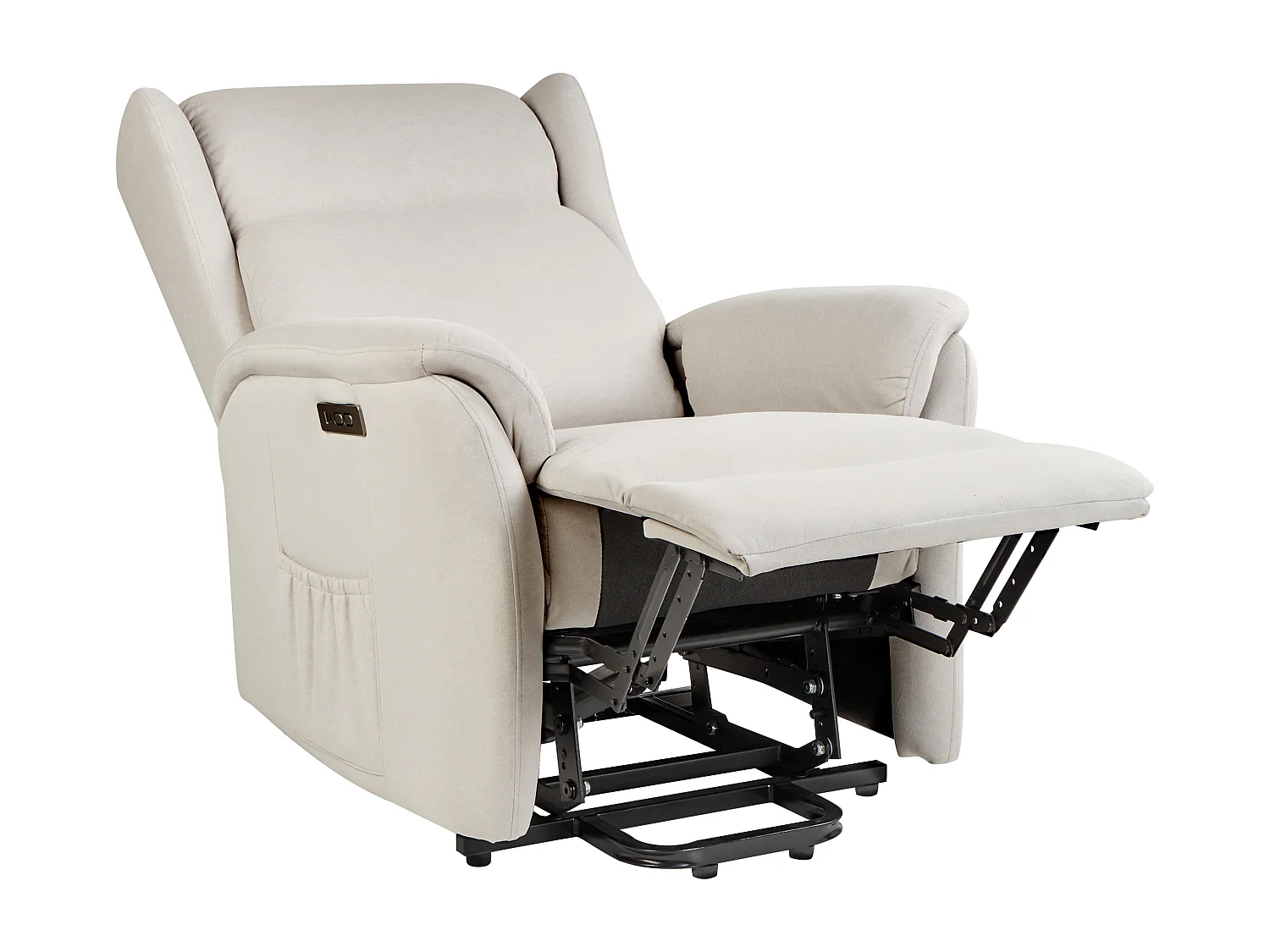 Fauteuil inclinable électrique ELEGY Repose-pieds inclus Tissu Beige clair