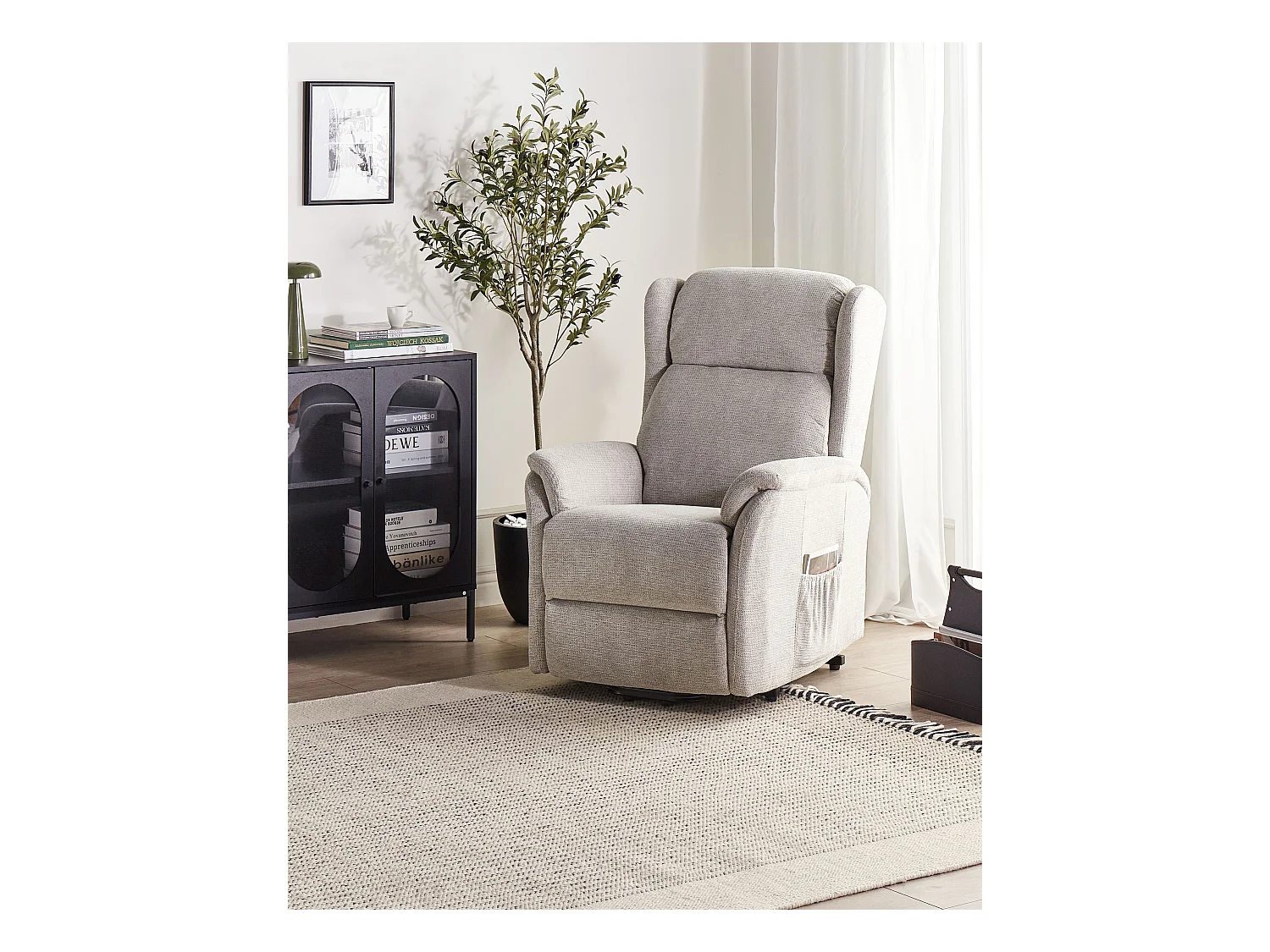 Fauteuil inclinable électrique ELEGY Repose-pieds inclus Tissu Gris clair