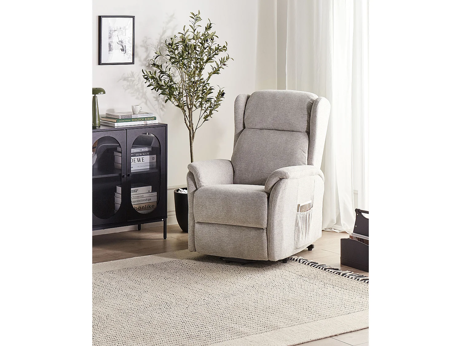 Fauteuil inclinable électrique ELEGY Repose-pieds inclus Tissu Gris clair
