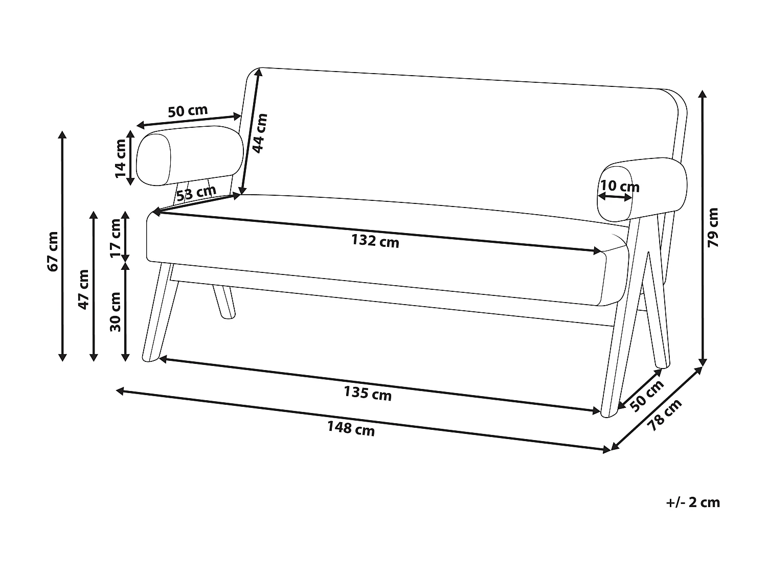 Canapé 2 places TAMRE Bouclé Vert/marron clair